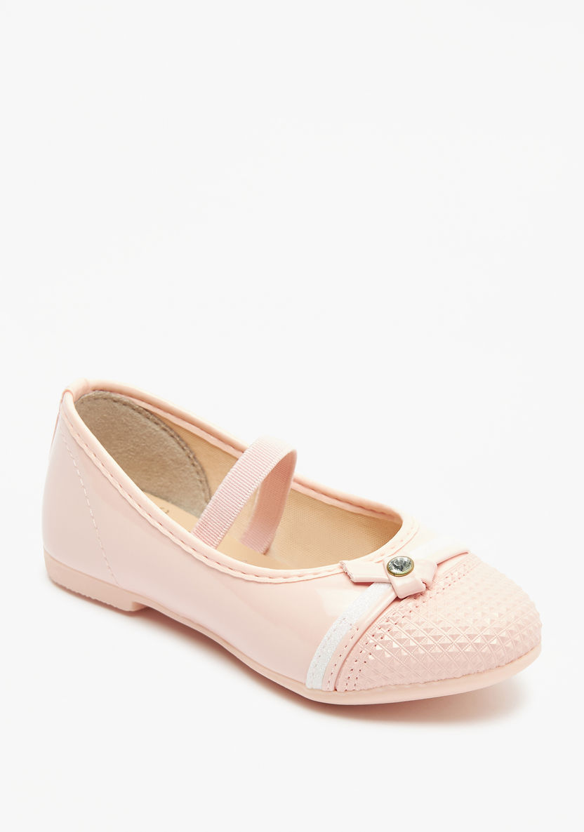 Kidy Studded Round Toe Ballerina Shoes with Elasticated Strap-Girl%27s Ballerinas-image-0