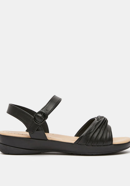 Le Confort Pleated Strap Sandals with Buckle Closure