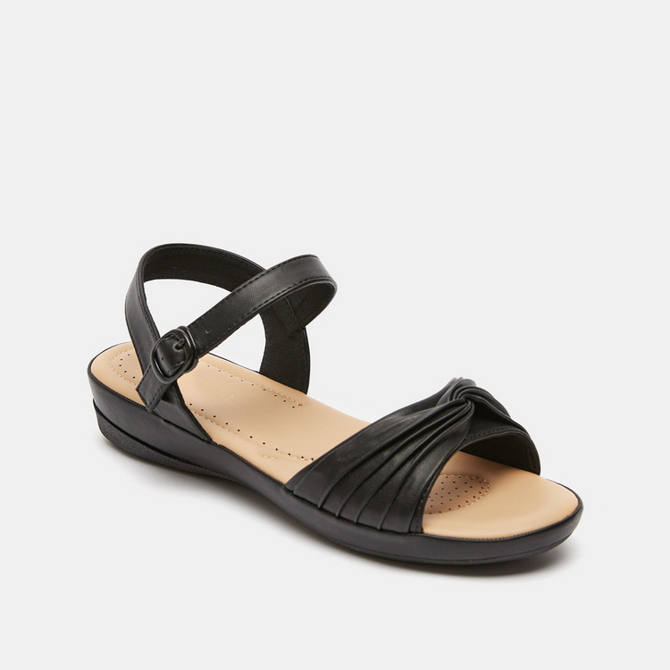Le Confort Pleated Strap Sandals with Buckle Closure
