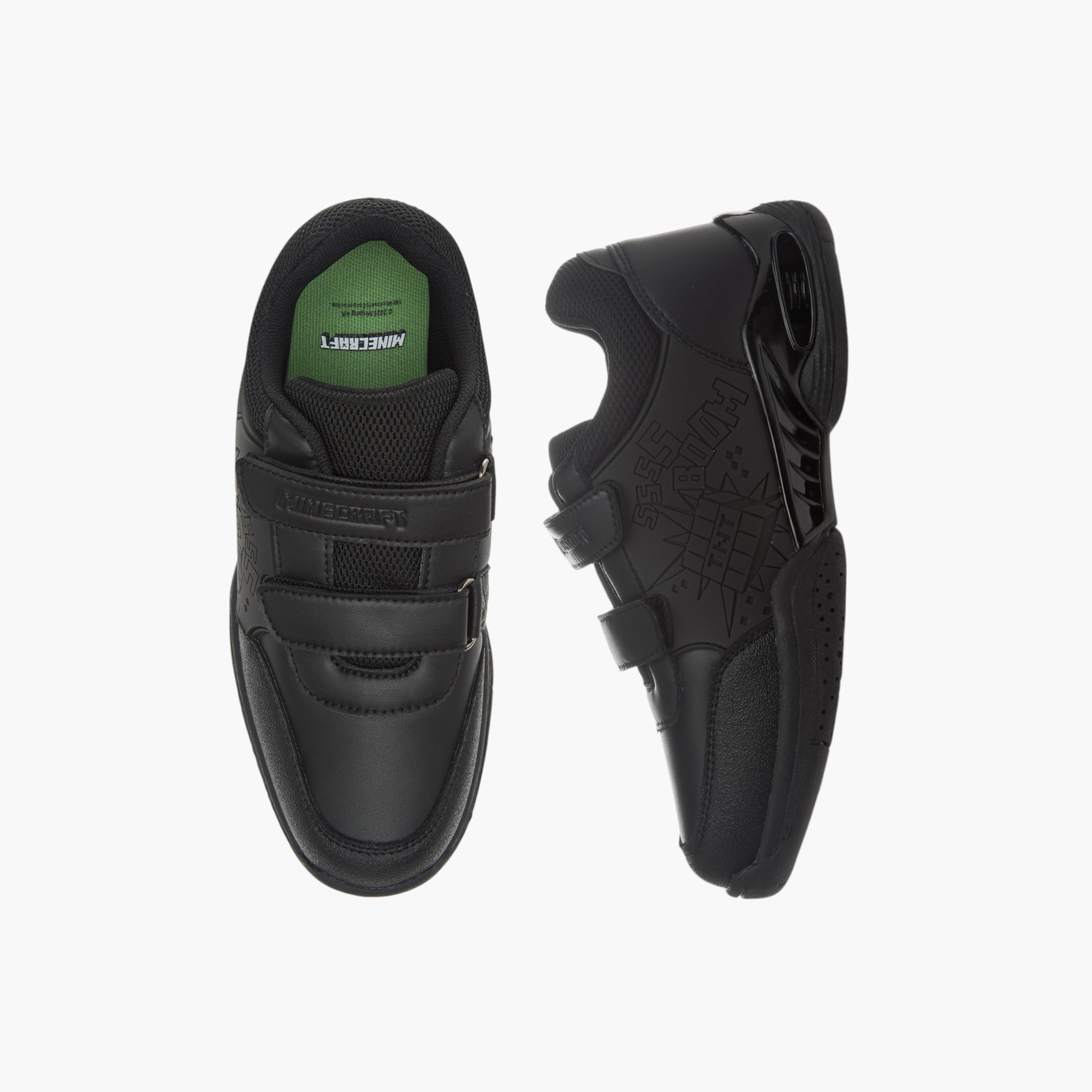 Minecraft Panelled School Shoes with Hook and Loop Closure-girls-shoes-schoolshoes-image-1