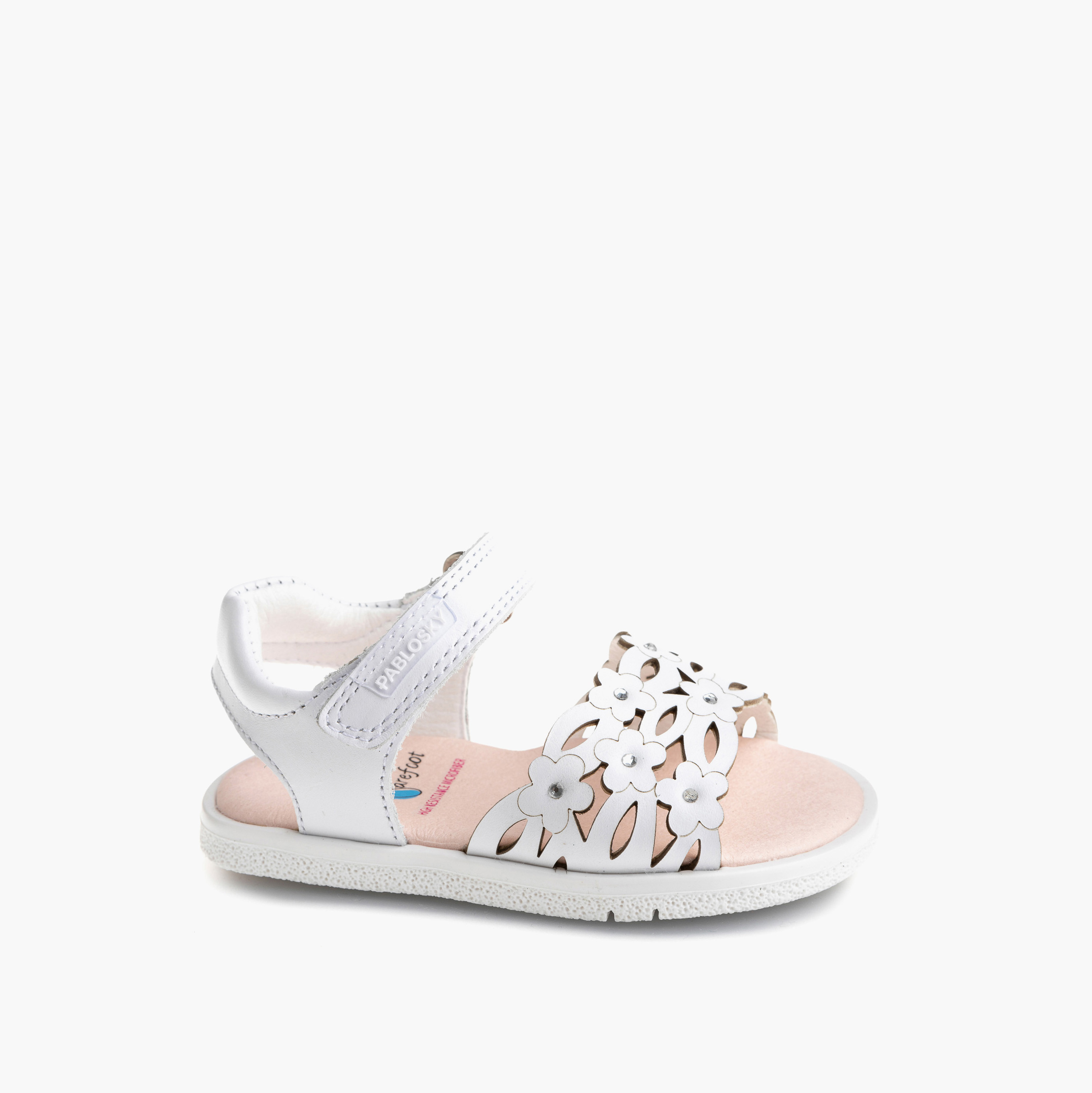 Pablosky Girls' Flower Accent Sandals with Hook and Loop Closure-baby-girls-shoes-sandals-image-1