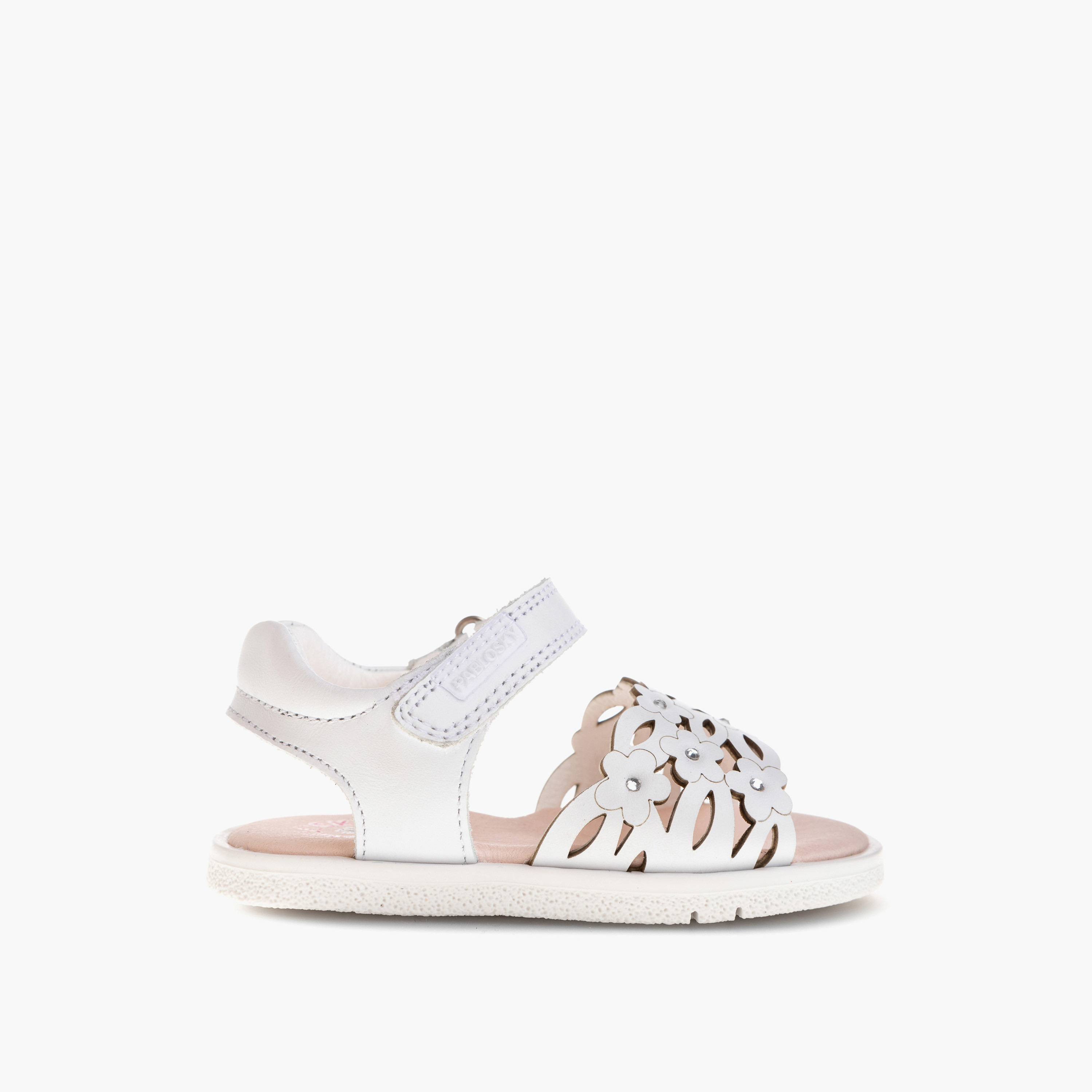 Pablosky Girls' Flower Accent Sandals with Hook and Loop Closure-baby-girls-shoes-sandals-image-2