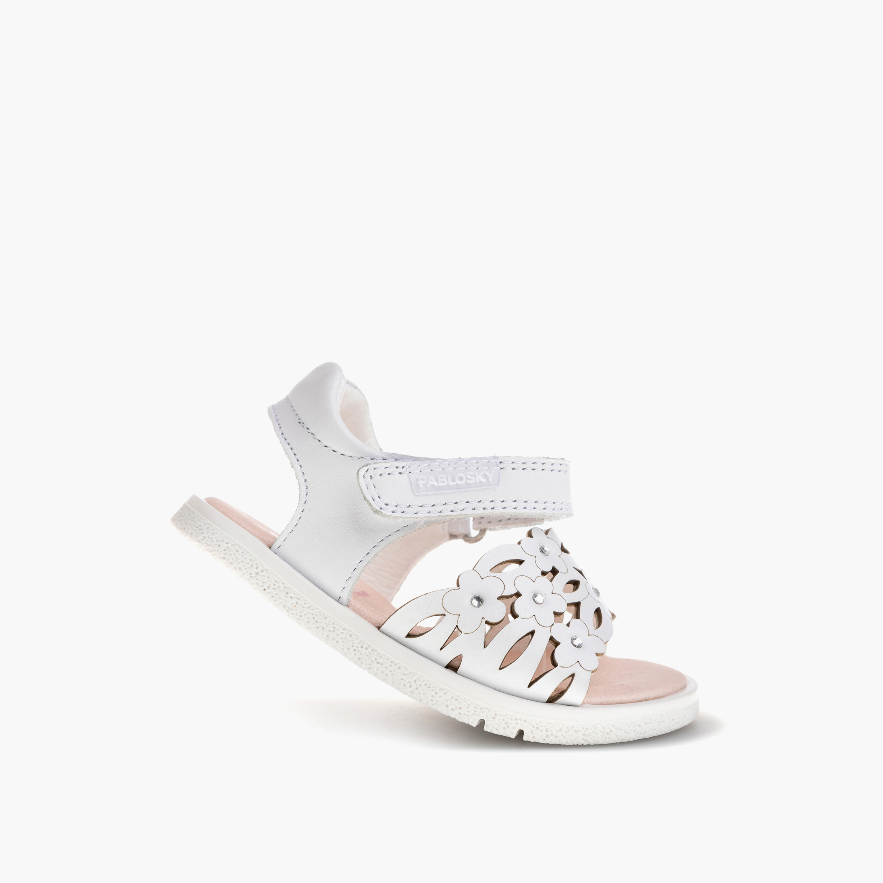 Pablosky Girls' Flower Accent Sandals with Hook and Loop Closure-baby-girls-shoes-sandals-image-5