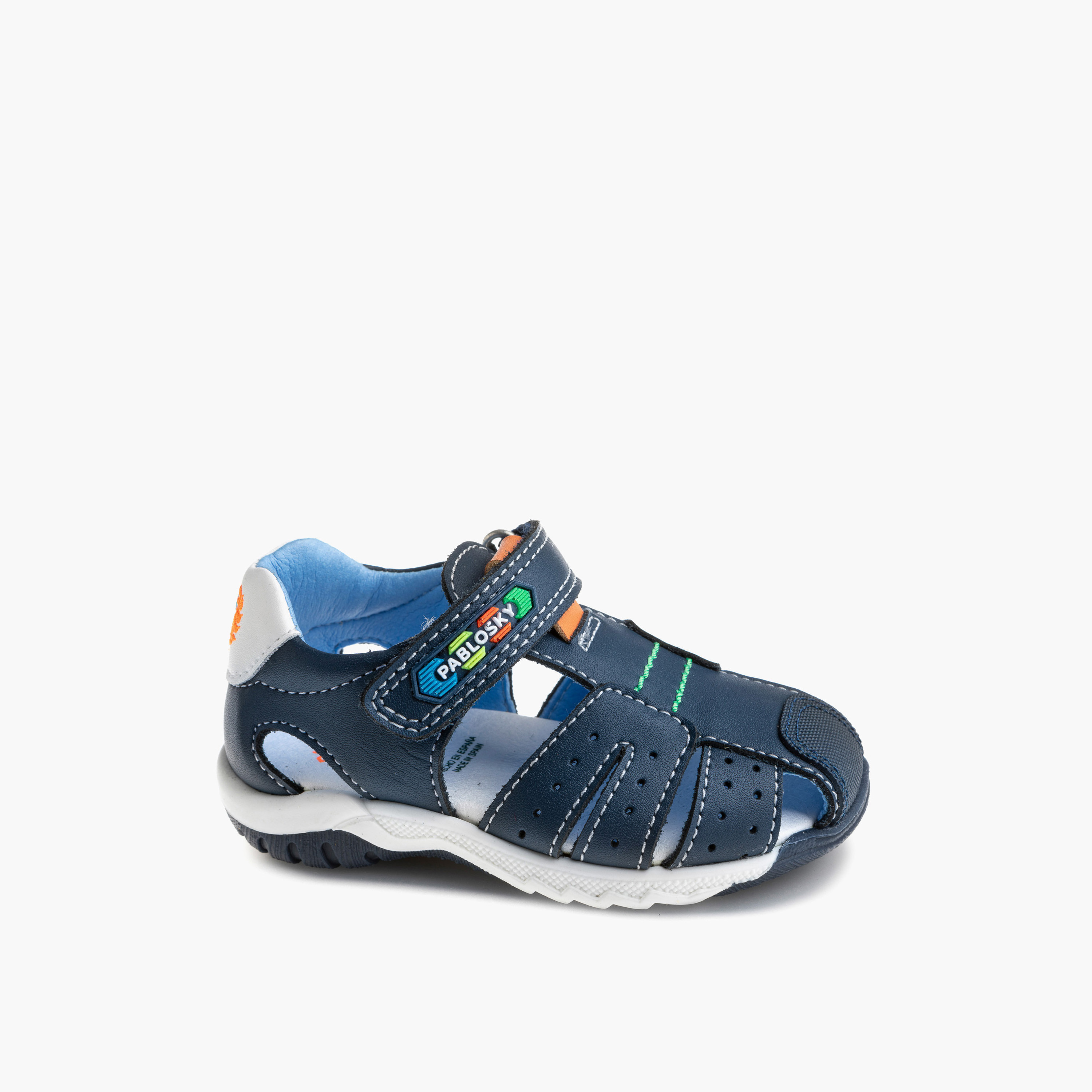 صندل بشريط إغلاق لاصق وتطريز شعار للأولاد من بابلوسكي-baby-boys-shoes-sandals-image-1