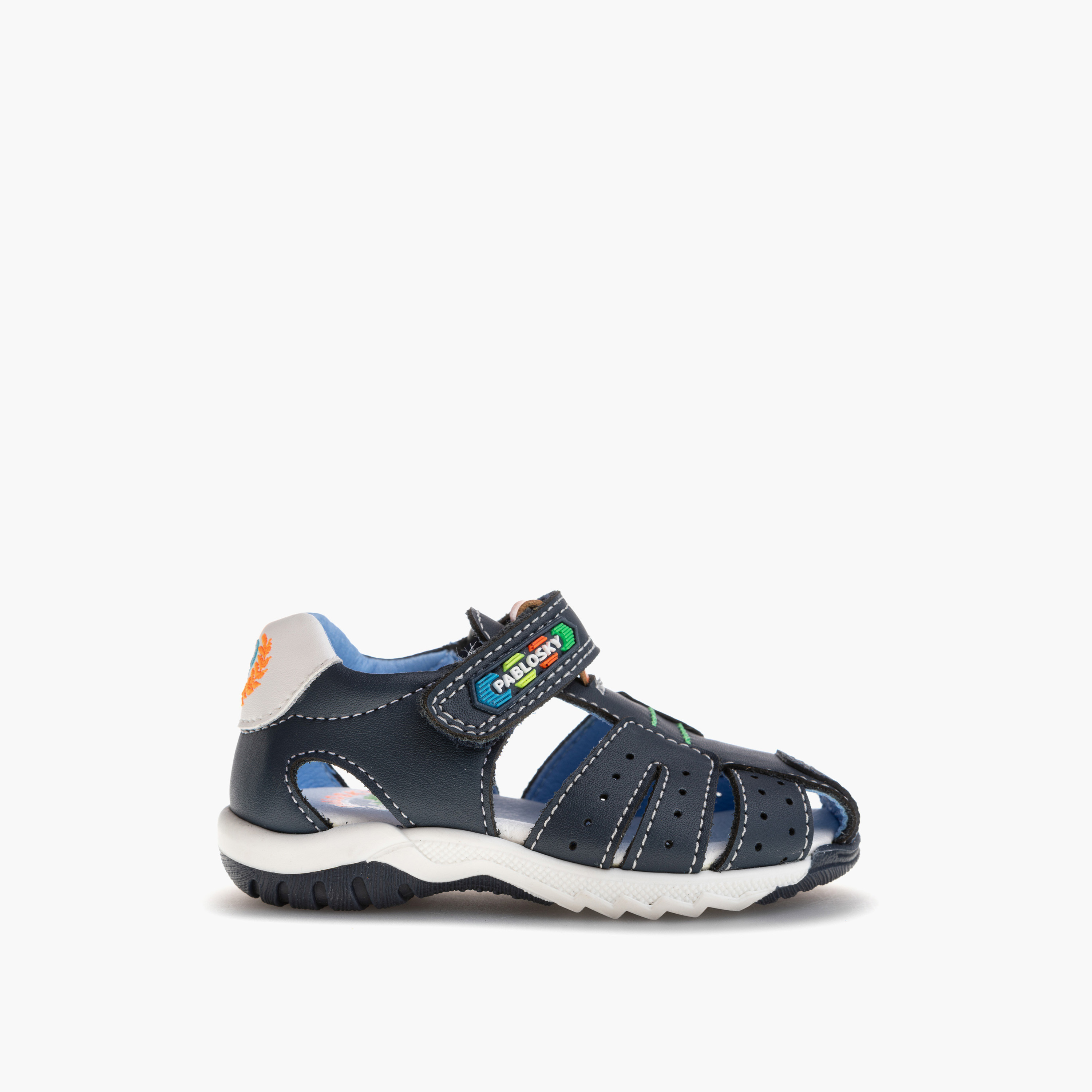 صندل بشريط إغلاق لاصق وتطريز شعار للأولاد من بابلوسكي-baby-boys-shoes-sandals-image-2