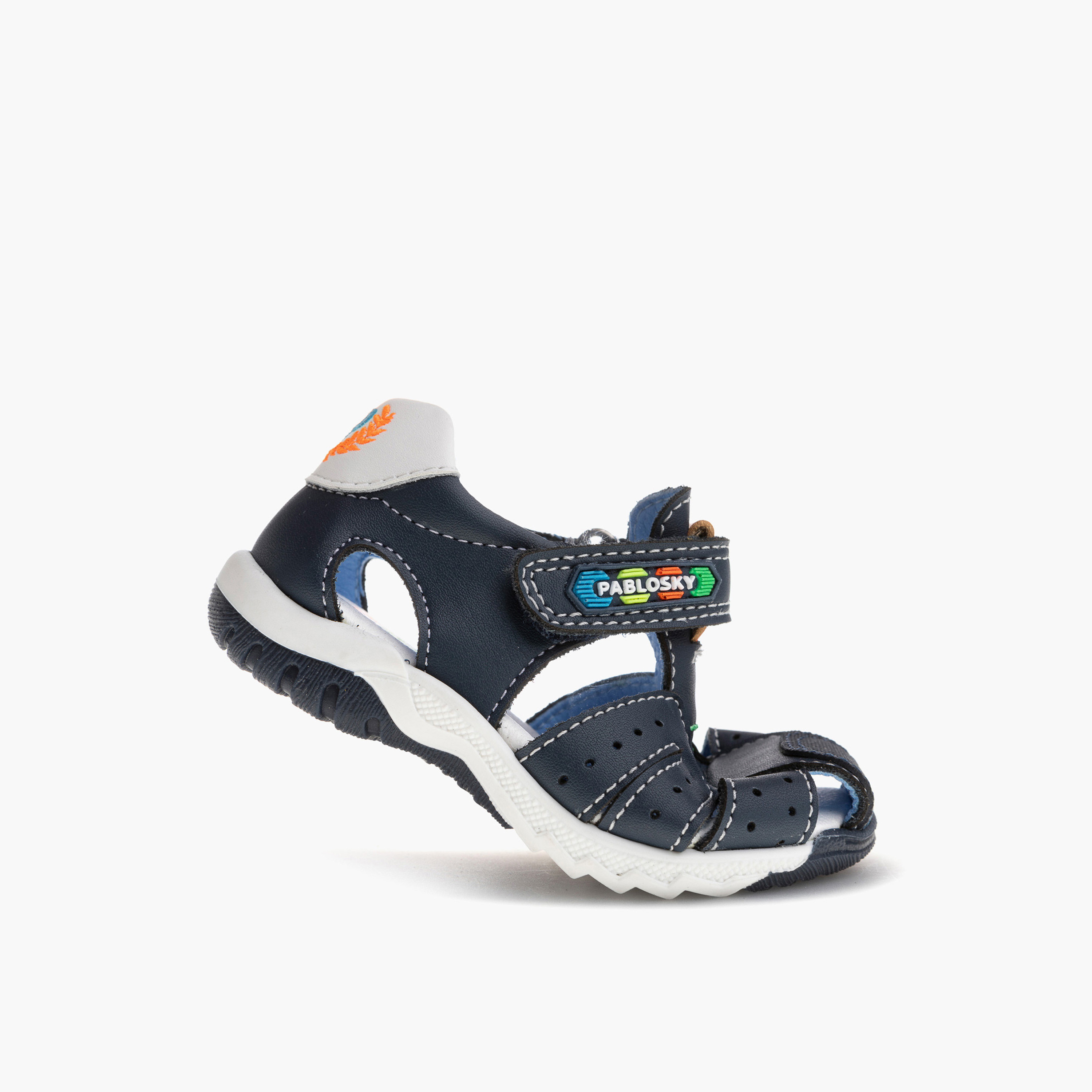 Pablosky Boys' Logo Embroidered Sandals with Hook and Loop Closure-baby-boys-shoes-sandals-image-5