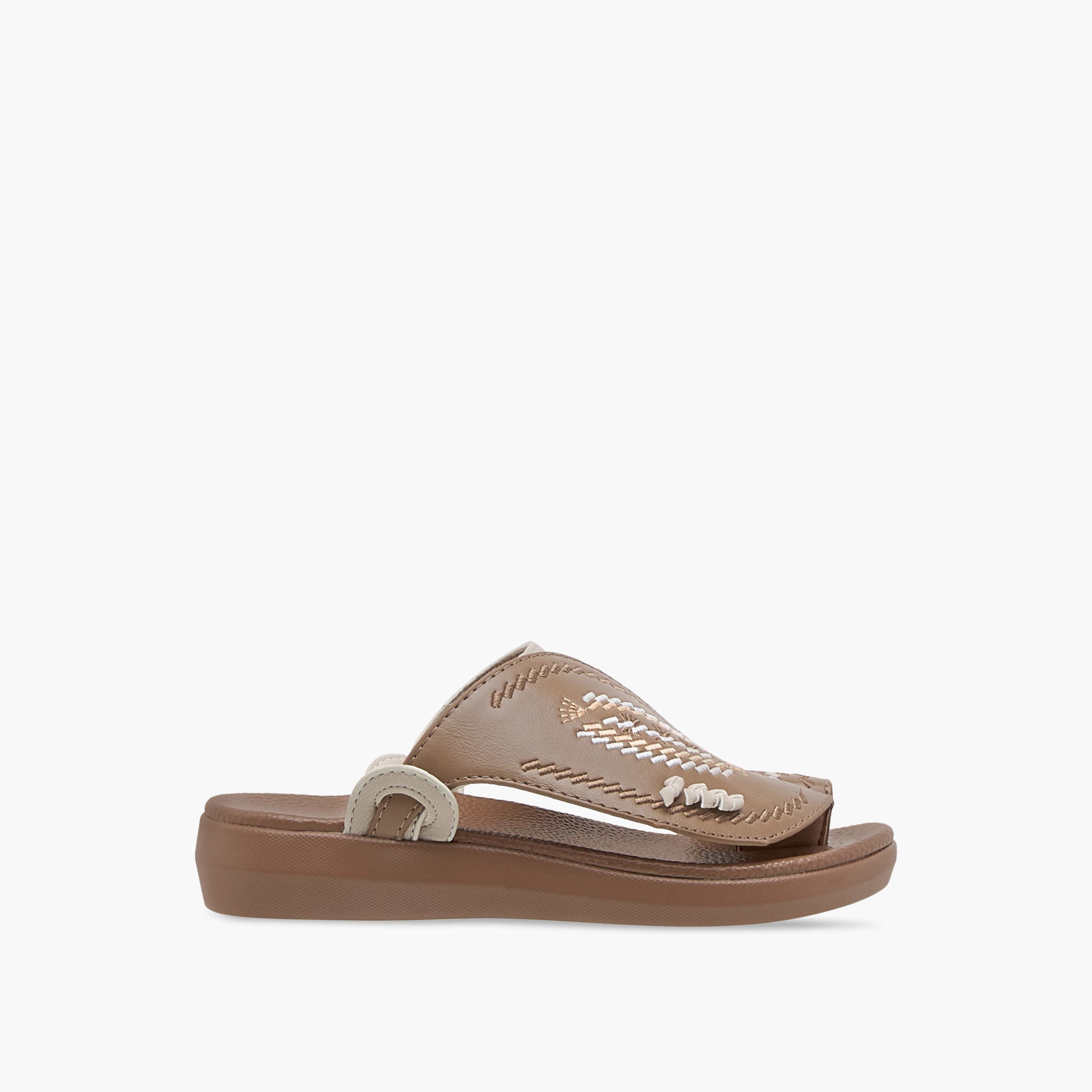 Al Waha Embroidered Slip-On Arabic Sandals with Toe Loop Detail-boys-shoes-sandals-image-2