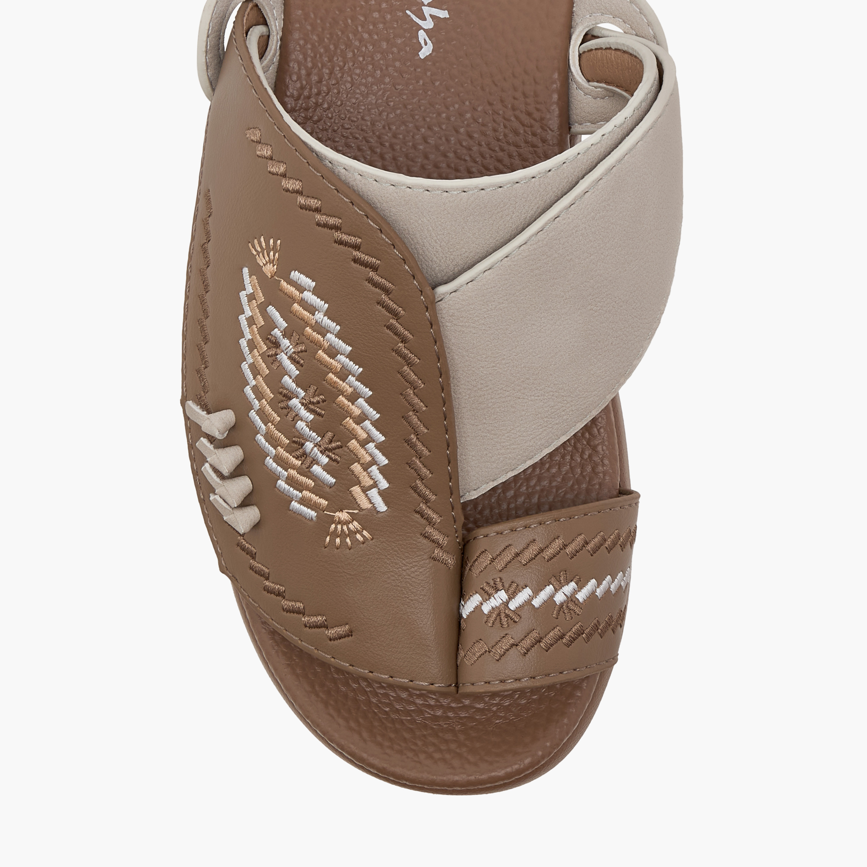 Al Waha Embroidered Slip-On Arabic Sandals with Toe Loop Detail-boys-shoes-sandals-image-3