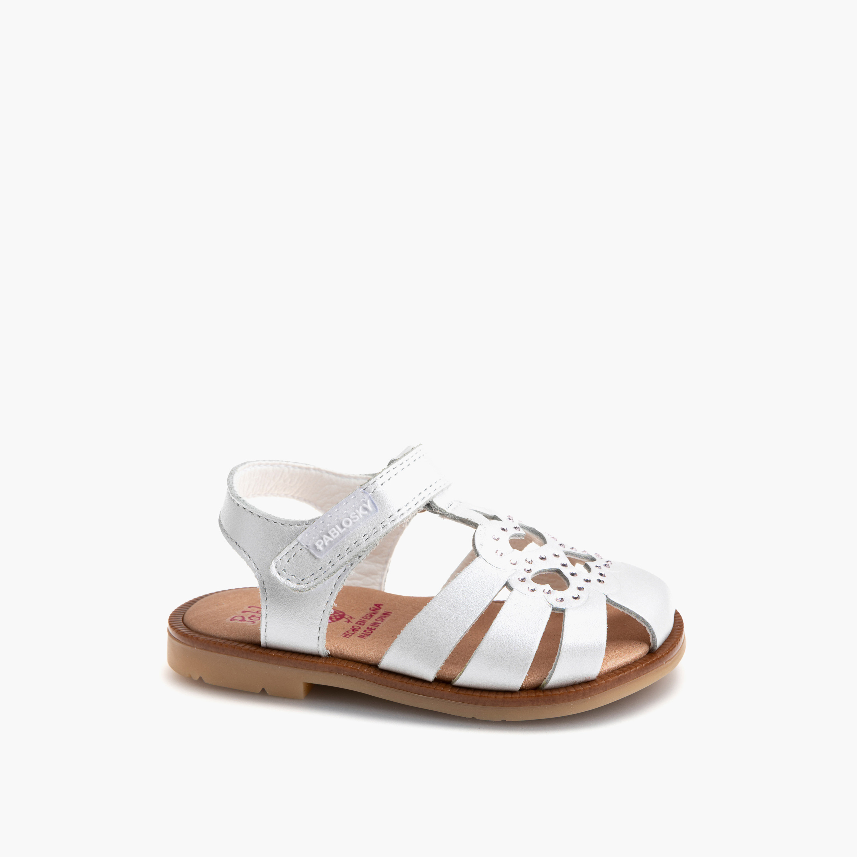 Pablosky Girls' Embellished Cutout Detail Sandals with Hook and Loop Closure-baby-girls-shoes-sandals-image-1