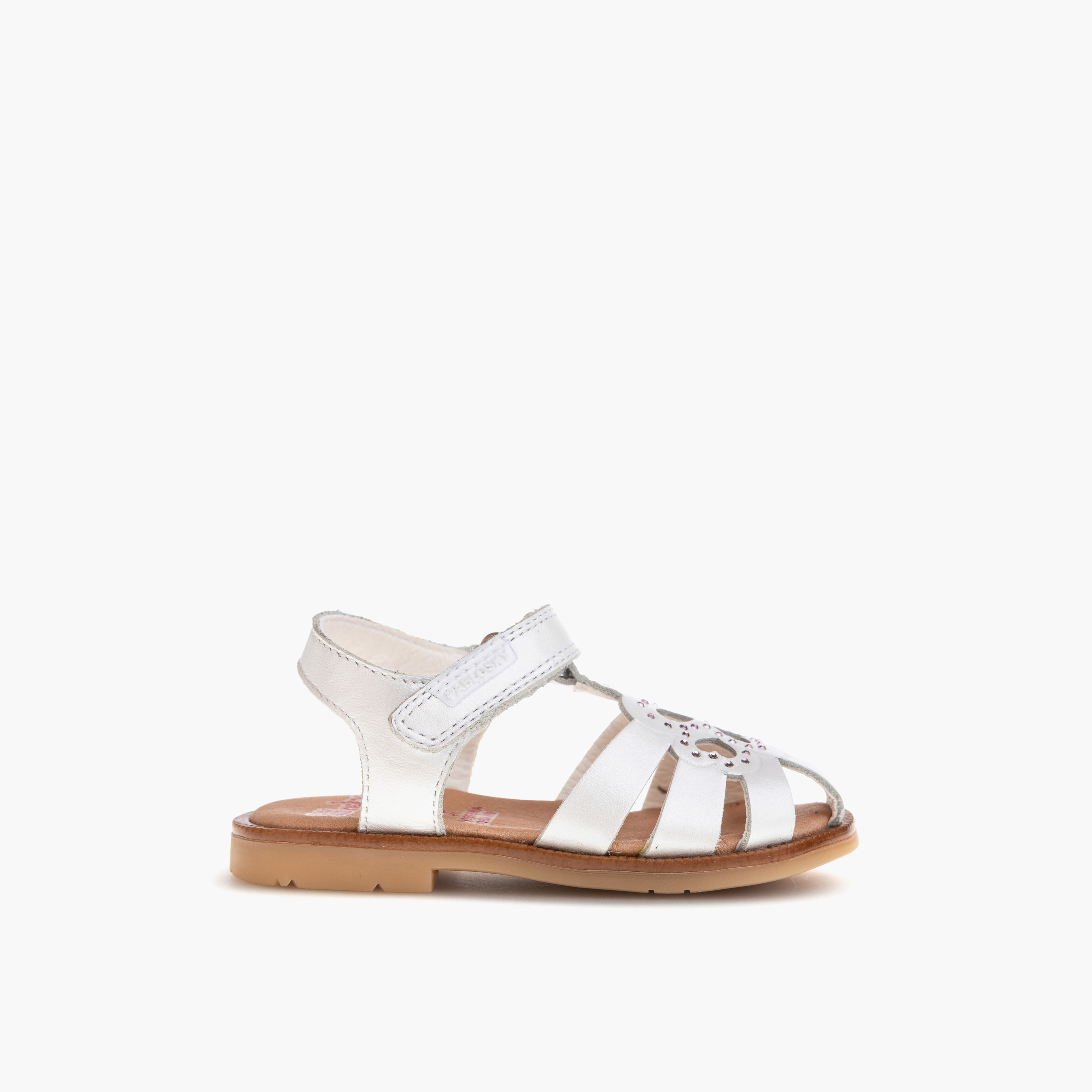 Pablosky Girls' Embellished Cutout Detail Sandals with Hook and Loop Closure-baby-girls-shoes-sandals-image-2