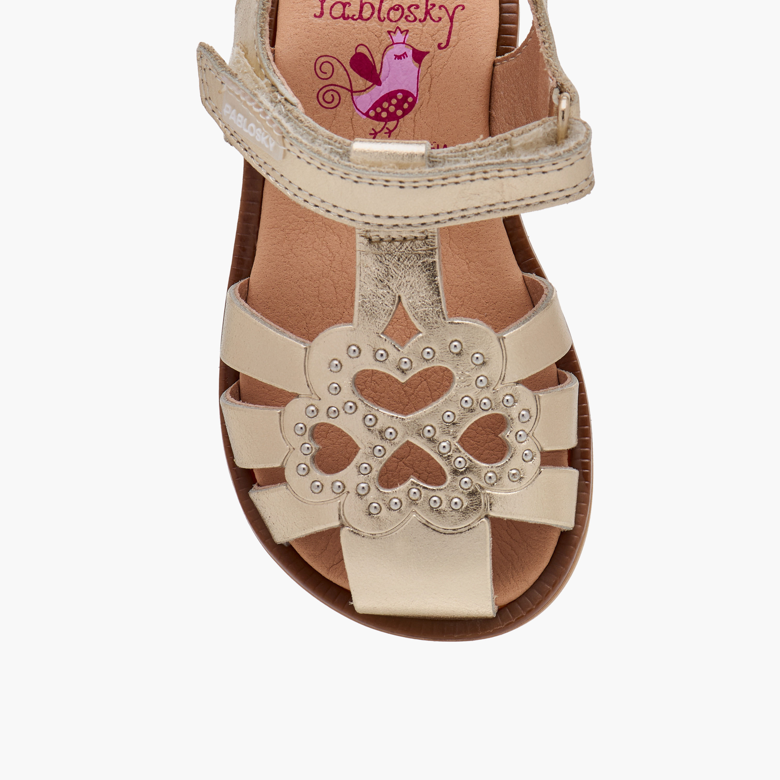 Pablosky Girls' Embellished Sandals with Hook and Loop Closure-baby-girls-shoes-sandals-image-3