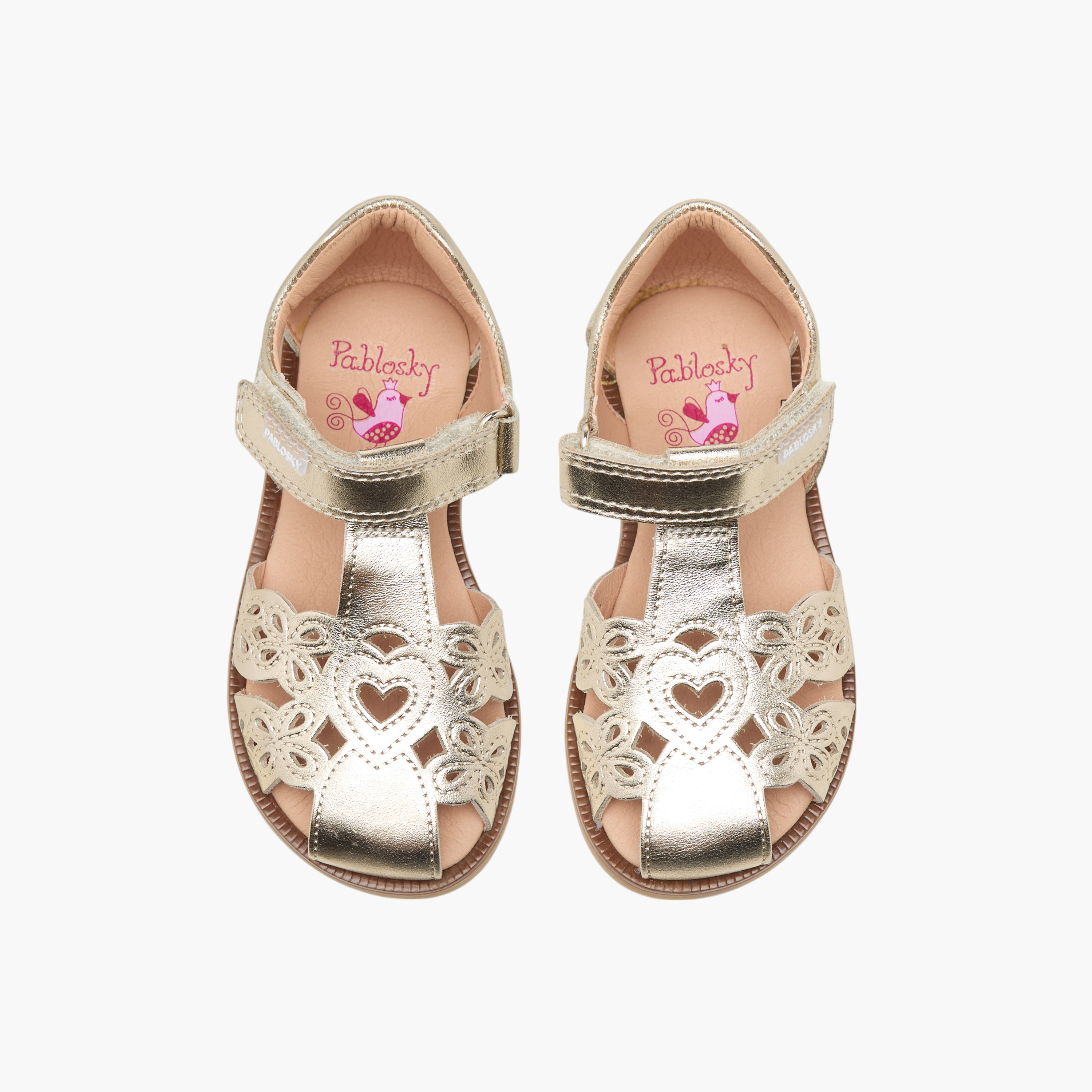 Pablosky Girls Cutout Detail Strap Sandals with Hook and Loop Closure-baby-girls-shoes-sandals-image-1