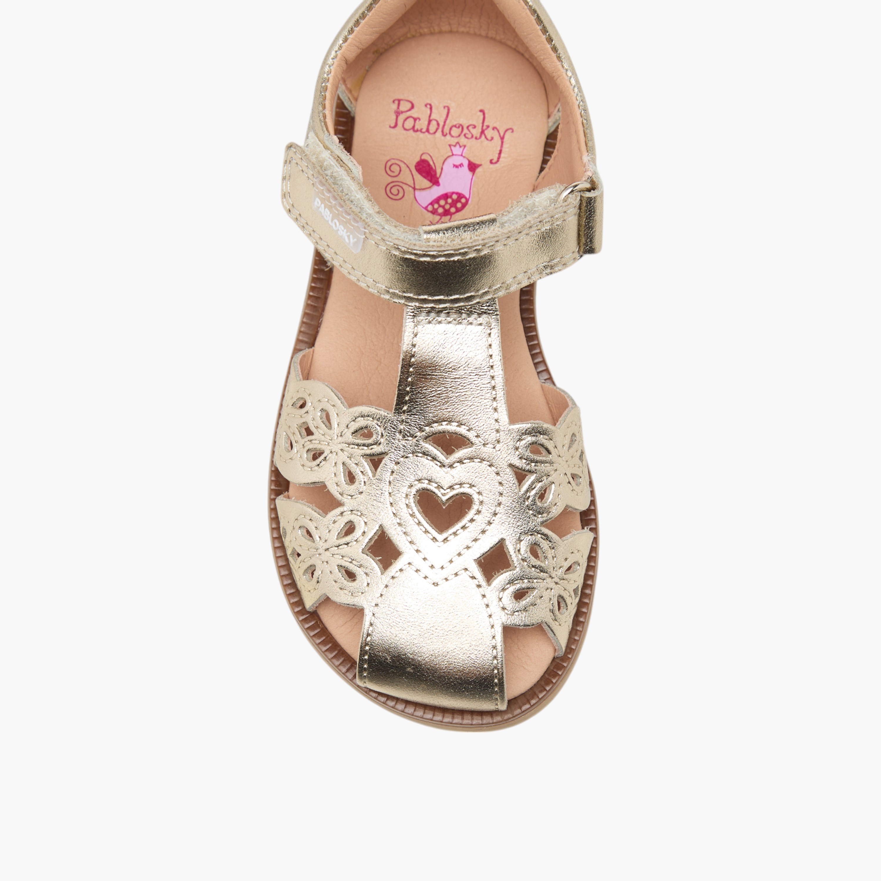 Pablosky Girls Cutout Detail Strap Sandals with Hook and Loop Closure-baby-girls-shoes-sandals-image-2