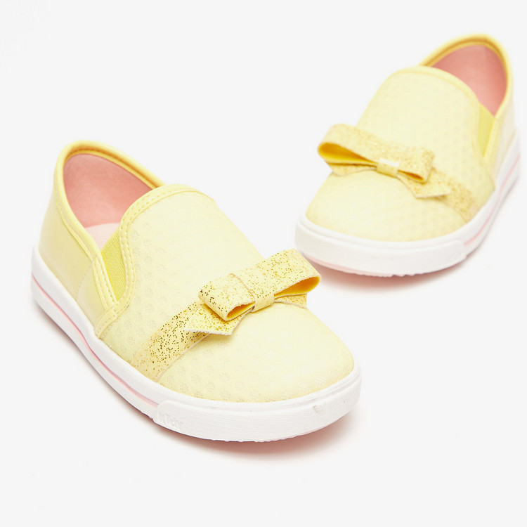 Kidy Bow Accented Slip-On Shoes