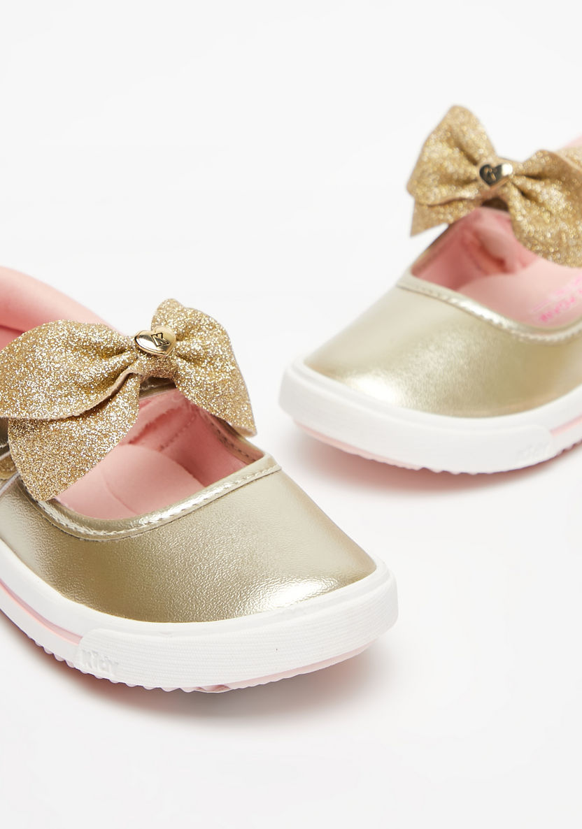 Kidy Bow Accented Shoes with Hook and Loop Closure-Girl%27s Casual Shoes-image-2