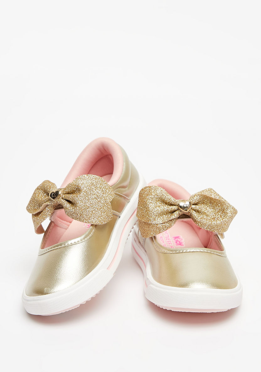 Kidy Bow Accented Shoes with Hook and Loop Closure-Girl%27s Casual Shoes-image-3