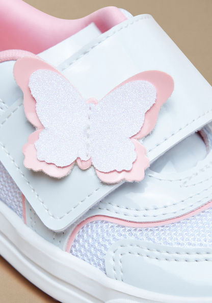 Kidy Butterfly Applique Sneakers with Hook and Loop Closure-Girl%27s Sneakers-image-4