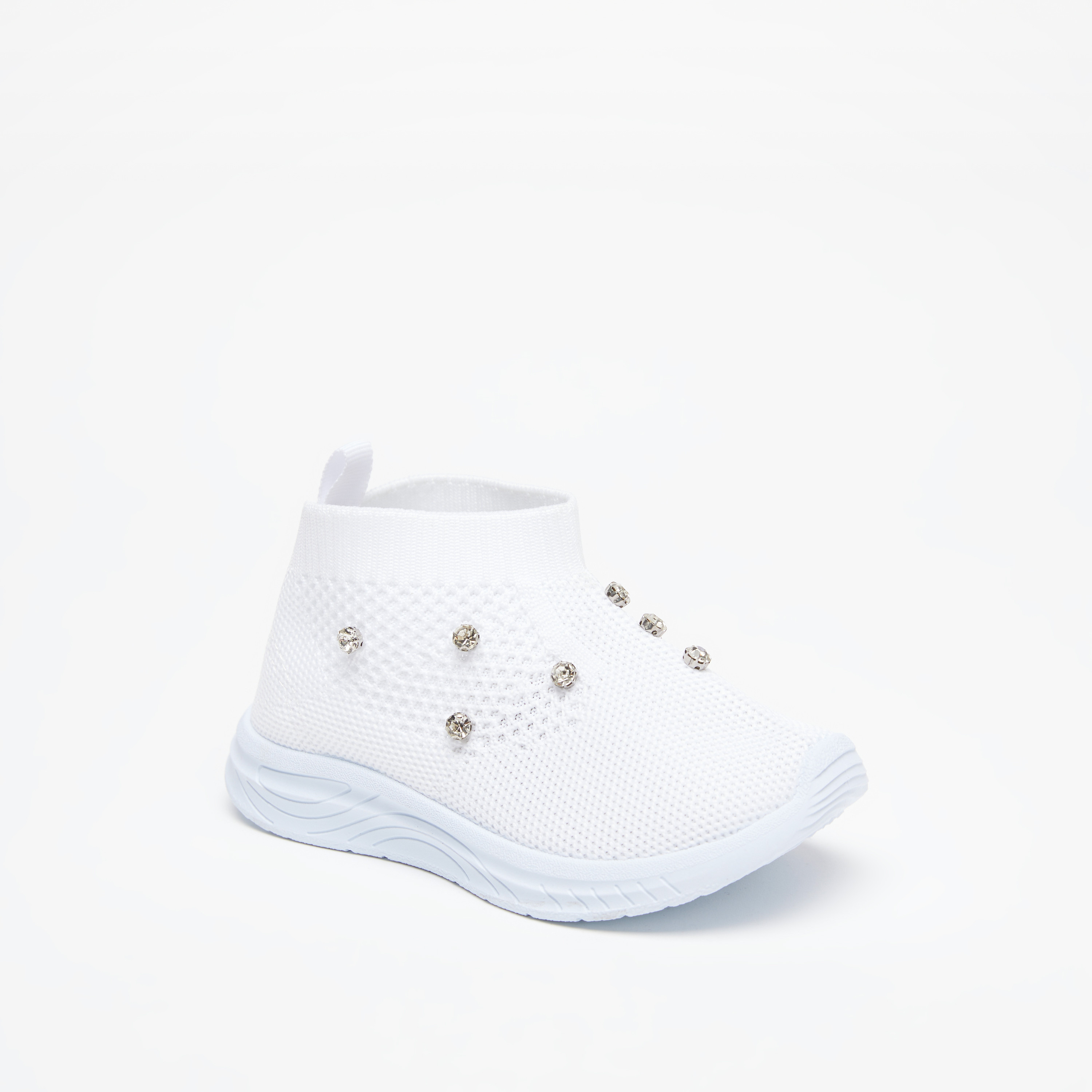 Textured Slip-On Sneakers with Embellished Detail-girls-shoes-sports-image-1