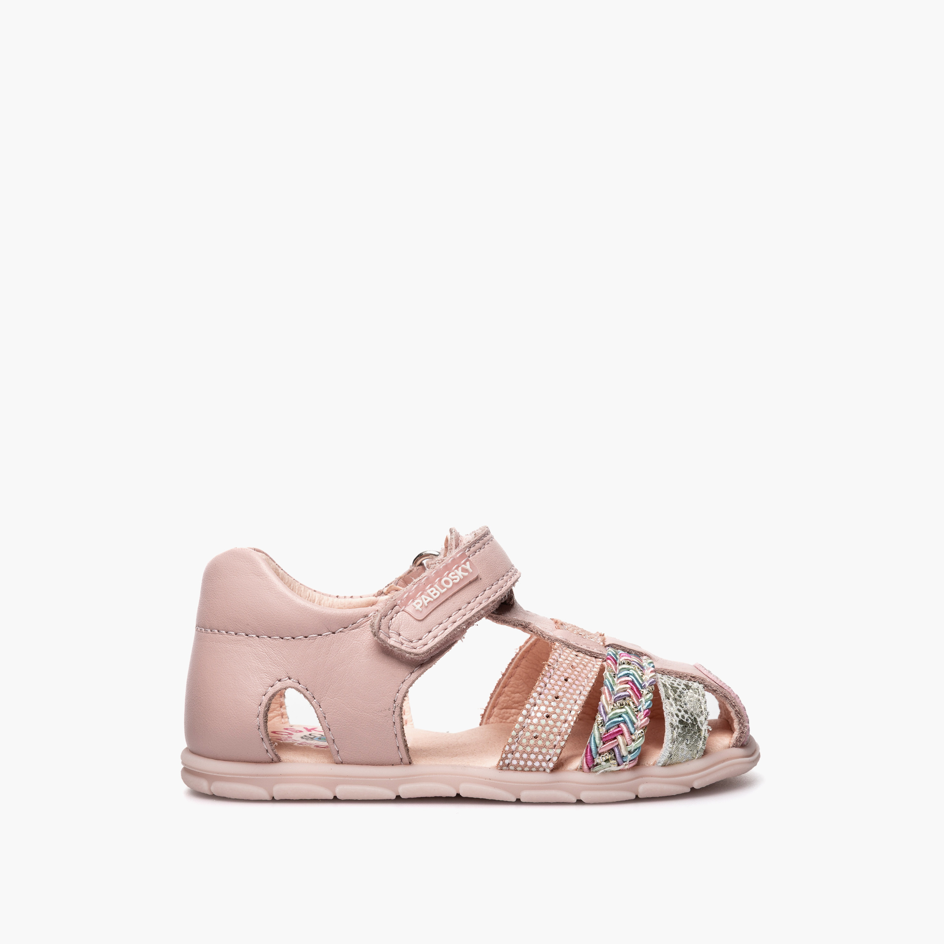 Pablosky Leather Comfort Sandals with Hook & Loop Closure-baby-girls-shoes-sandals-image-2