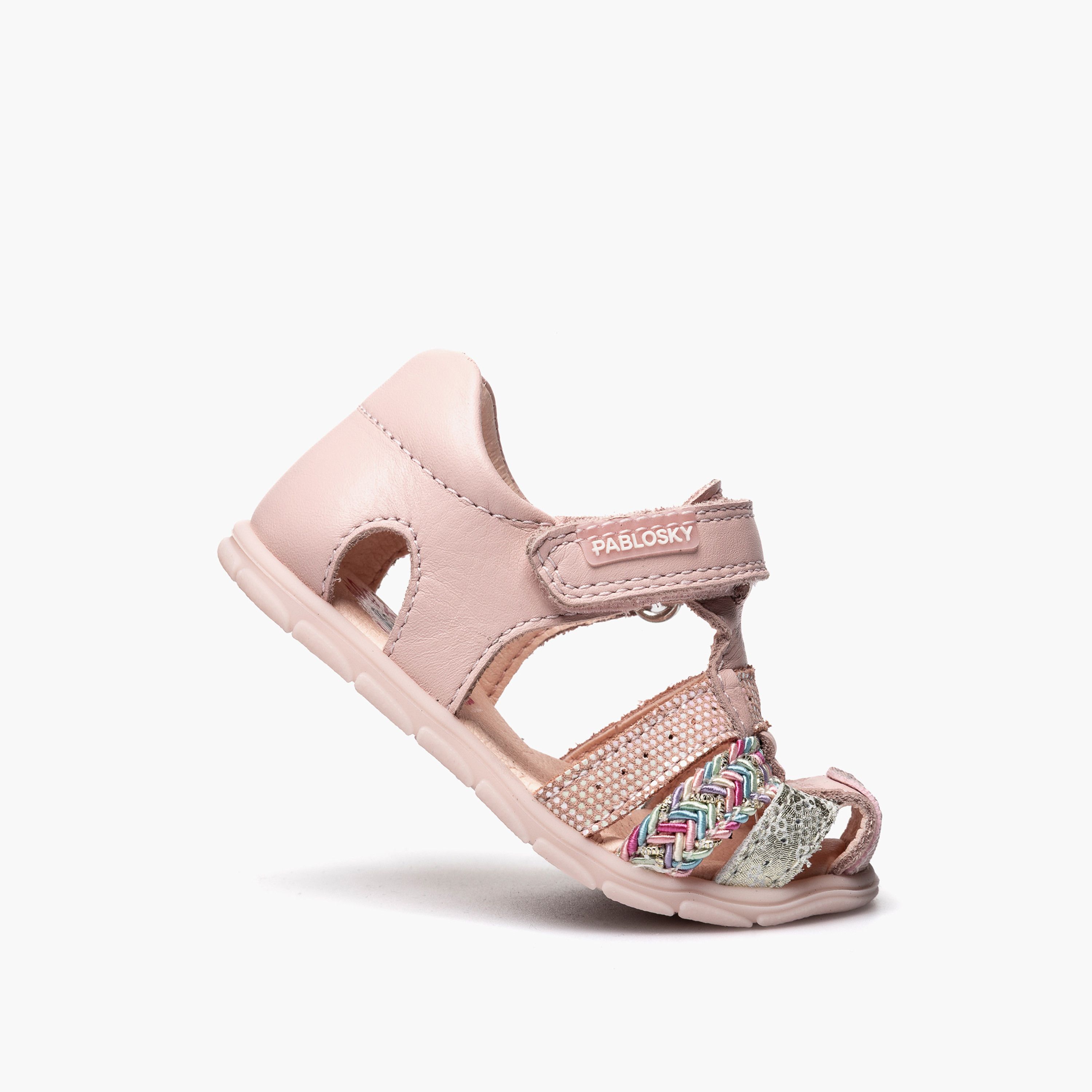 Pablosky Leather Comfort Sandals with Hook & Loop Closure-baby-girls-shoes-sandals-image-5