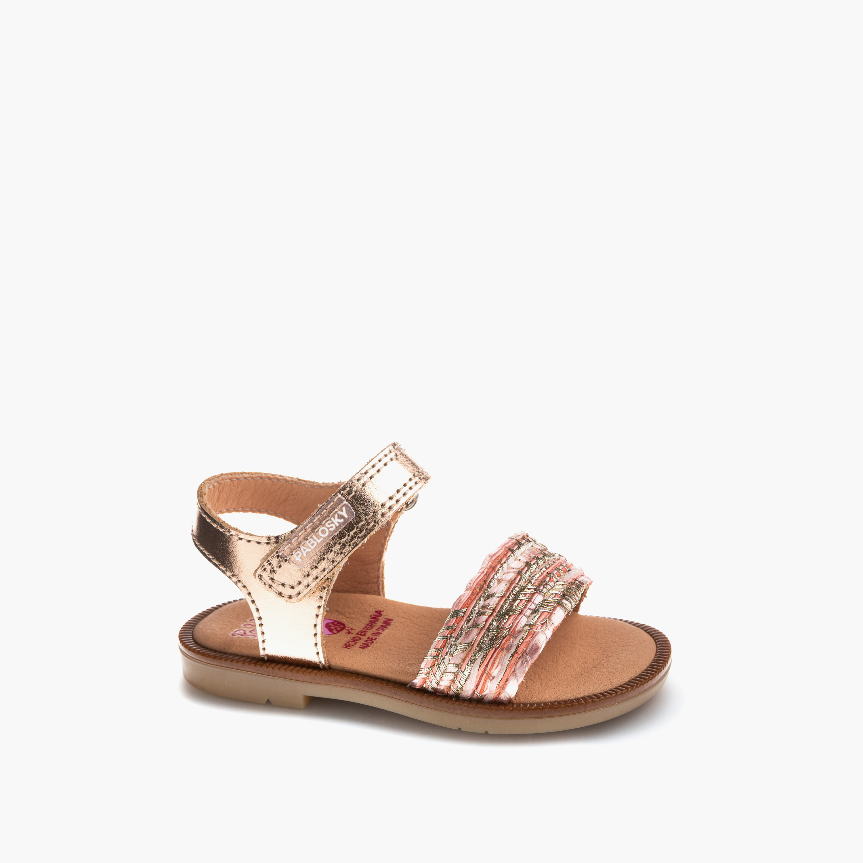 Pablosky Sandals with Hook & Loop Closurem with Braided Design-baby-girls-shoes-sandals-image-1