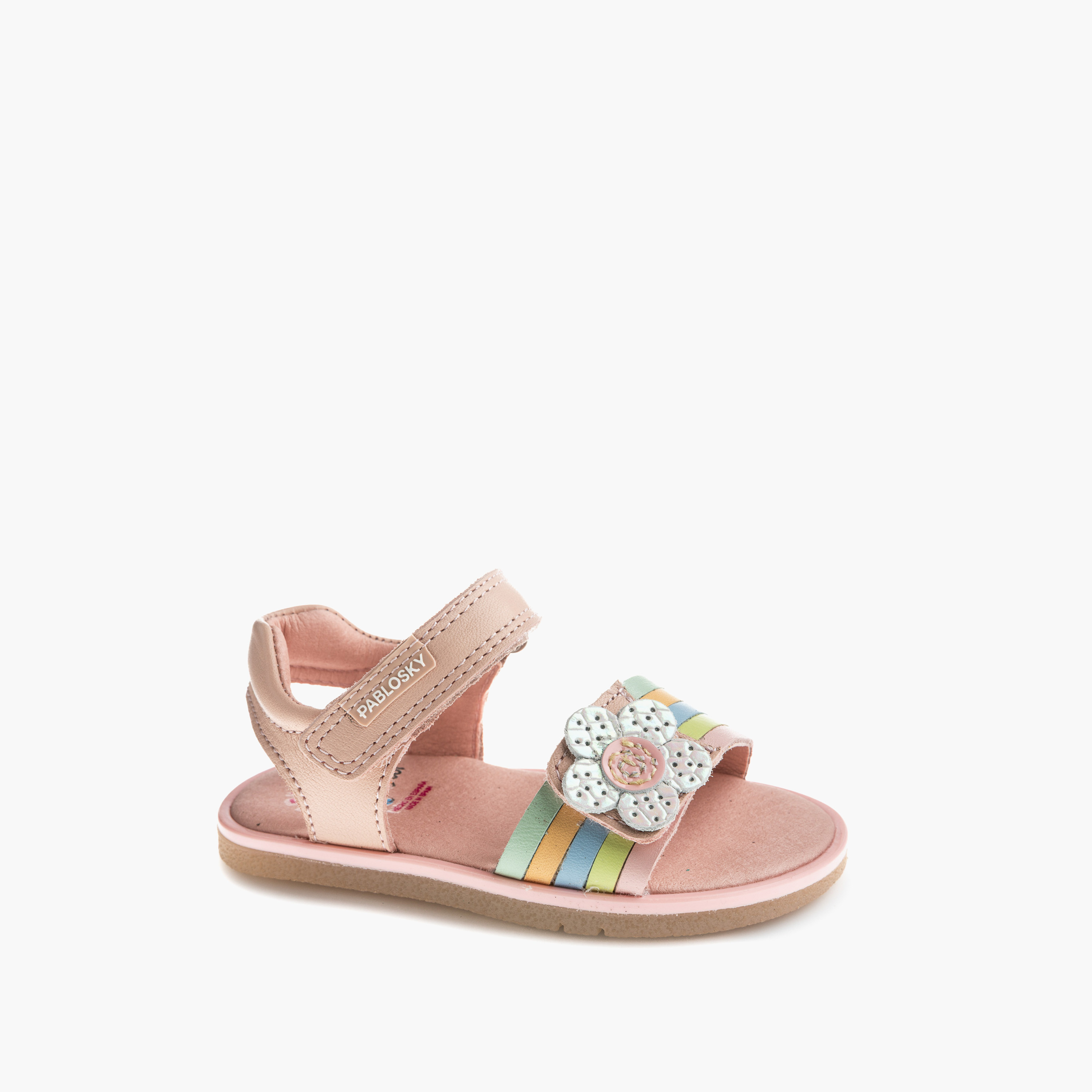 Pablosky Leather Strap Sandals with Hook & Loop Closure-baby-girls-shoes-sandals-image-1