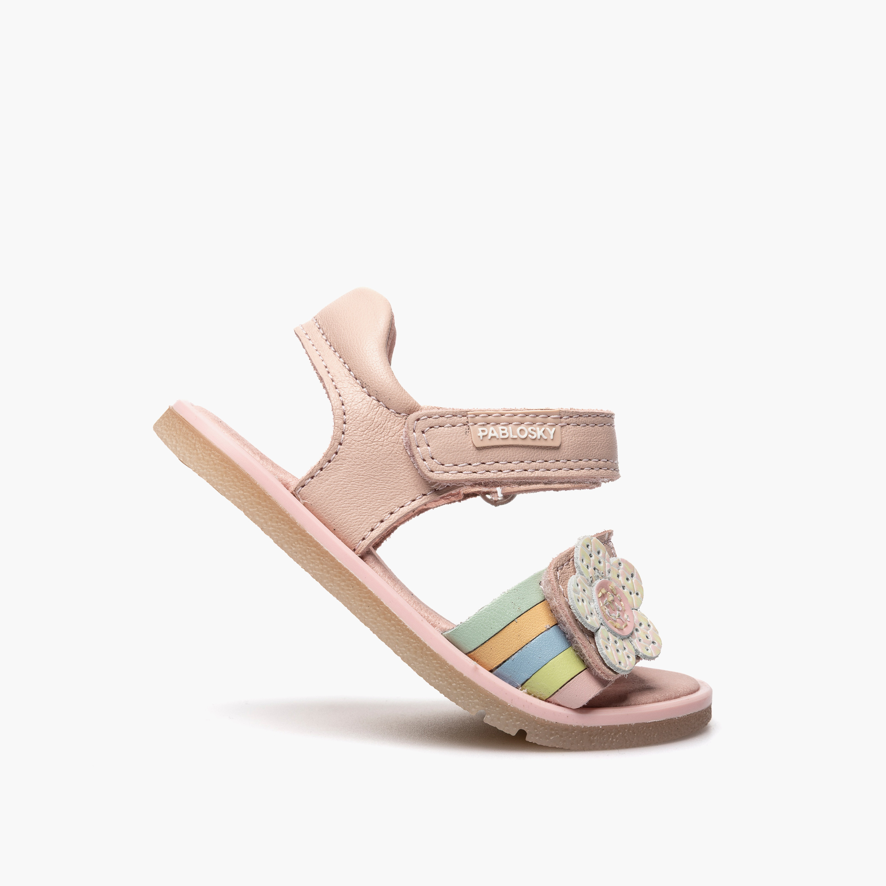 Pablosky Leather Strap Sandals with Hook & Loop Closure-baby-girls-shoes-sandals-image-5