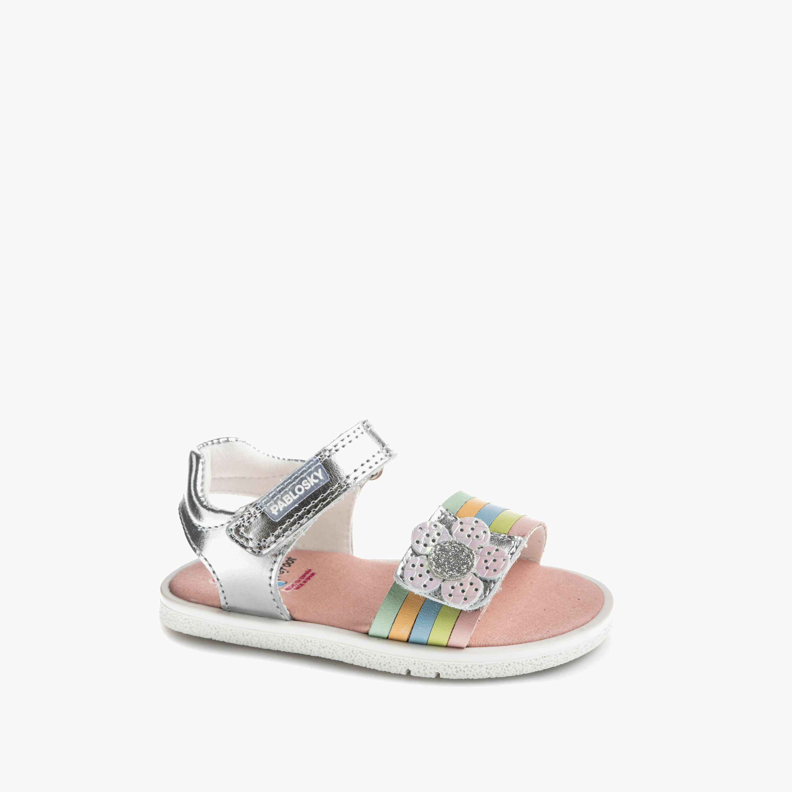 Pablosky Sandals with Hook & Loop Closure with Floral Accent-baby-girls-shoes-sandals-image-1