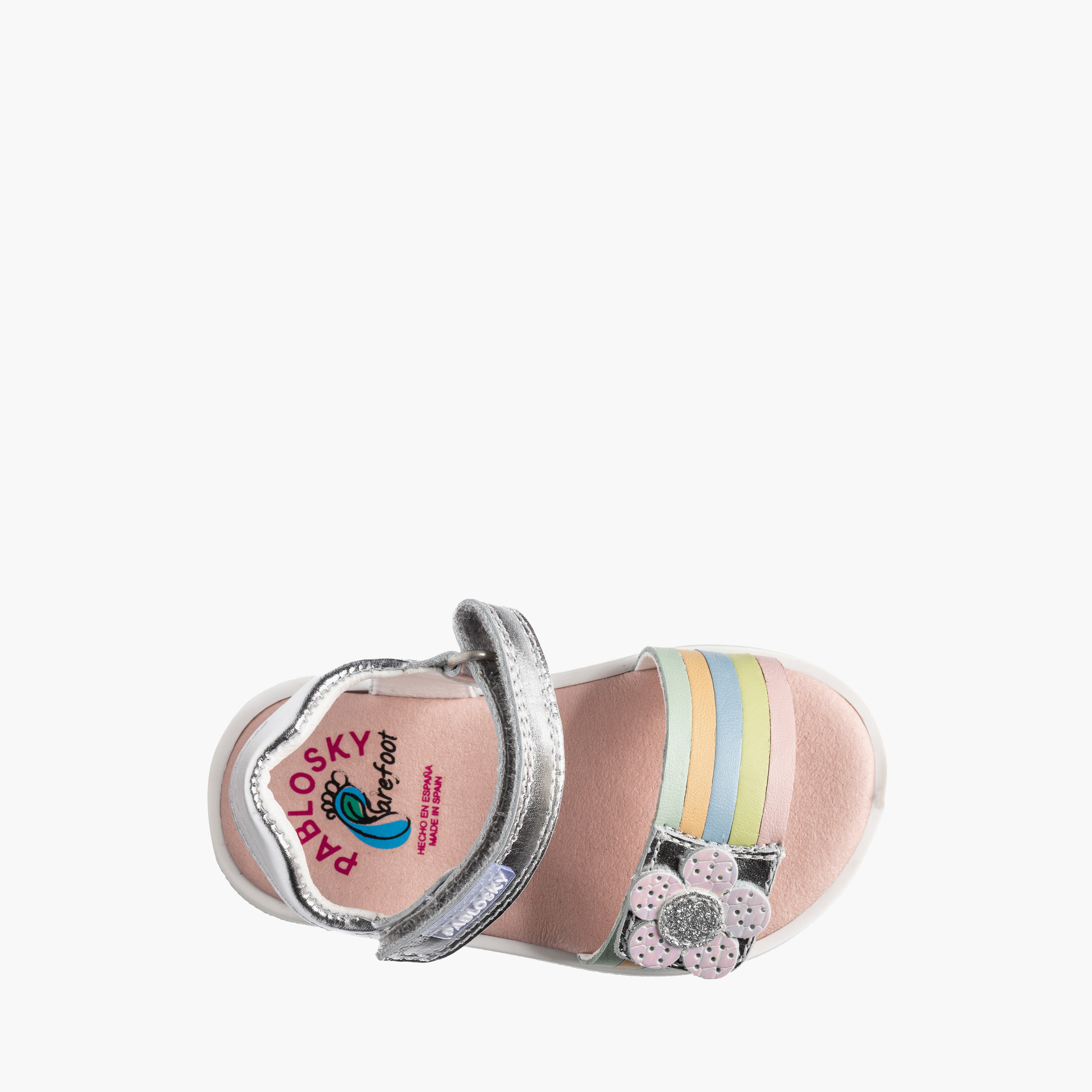 Pablosky Sandals with Hook & Loop Closure with Floral Accent-baby-girls-shoes-sandals-image-4