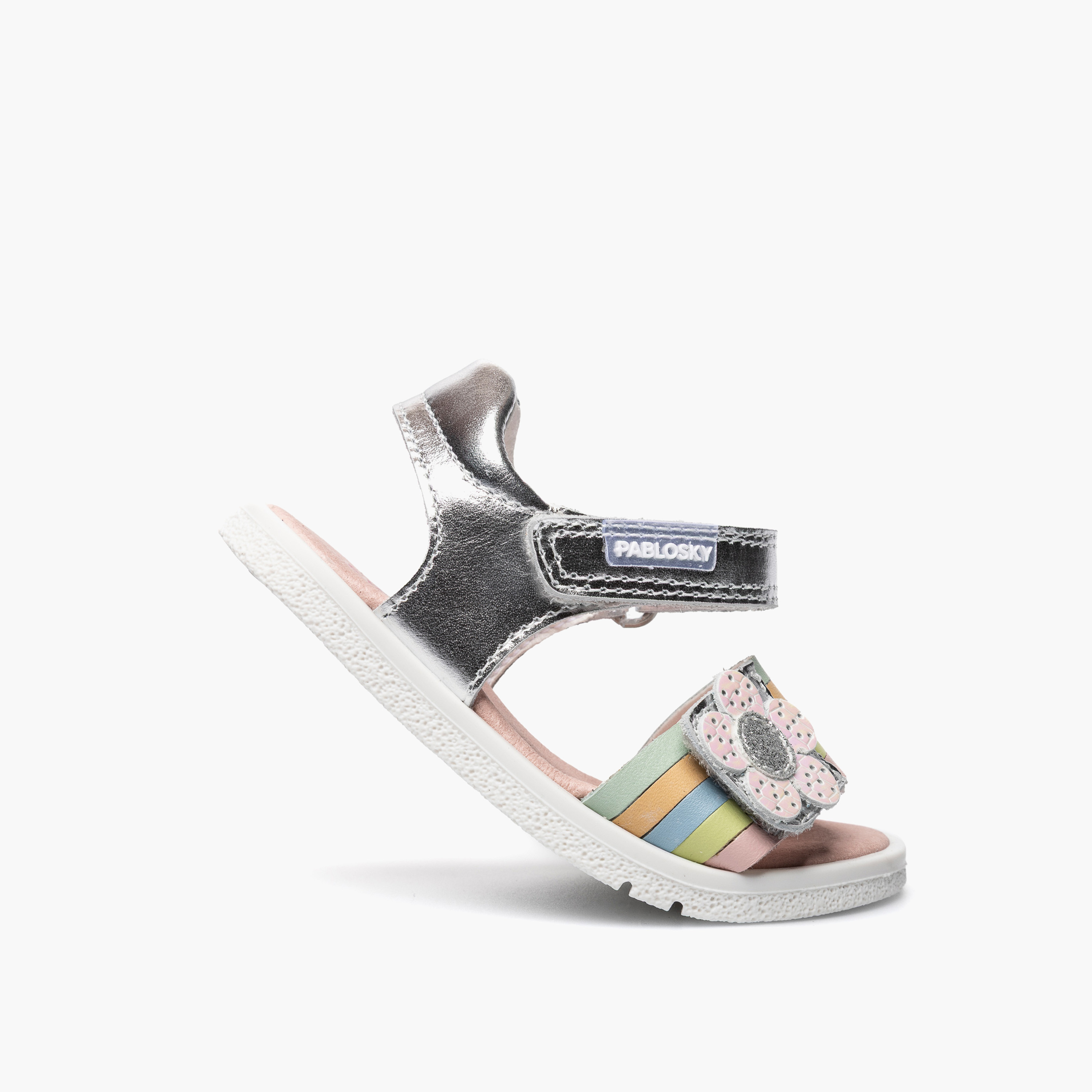 Pablosky Sandals with Hook & Loop Closure with Floral Accent-baby-girls-shoes-sandals-image-5