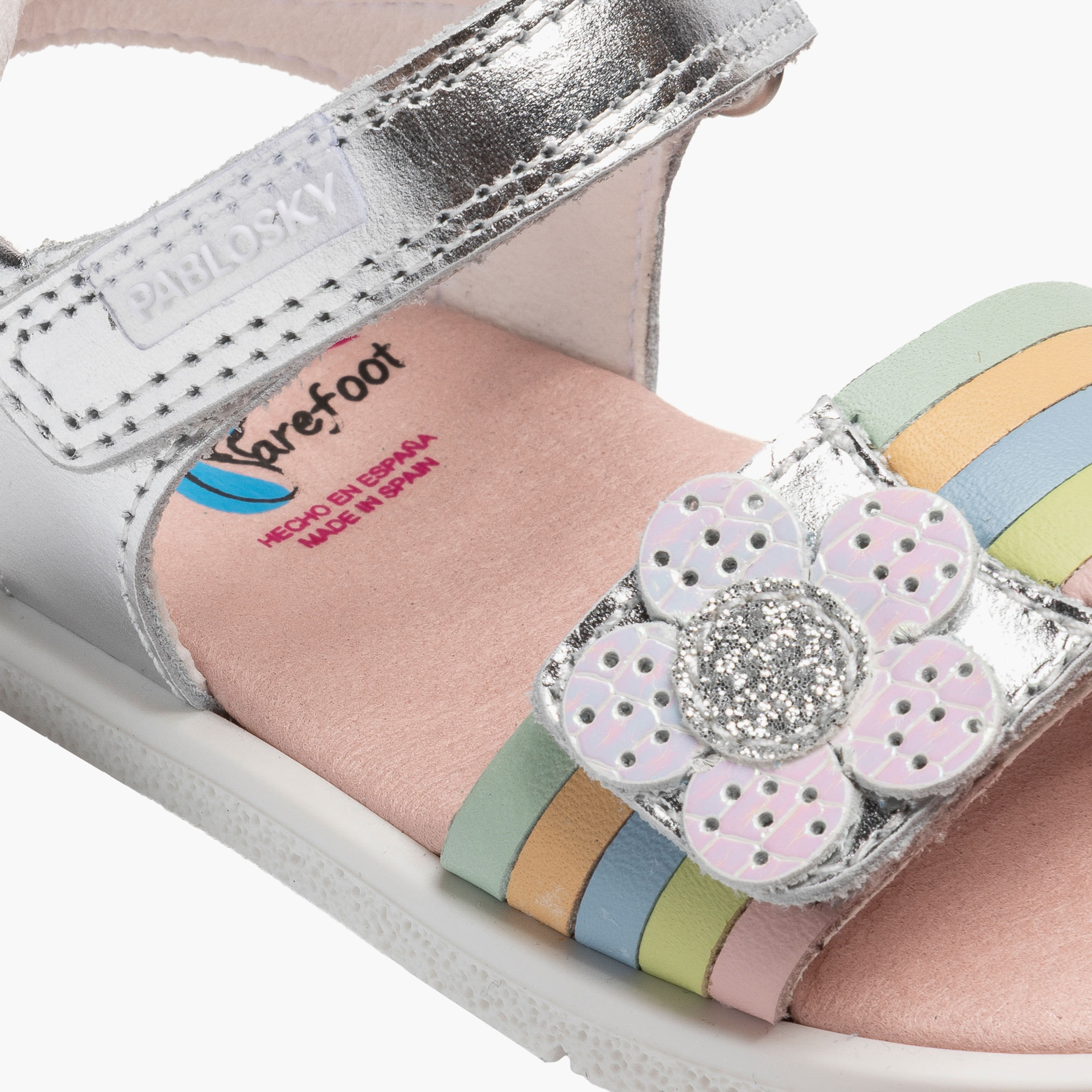 Pablosky Sandals with Hook & Loop Closure with Floral Accent-baby-girls-shoes-sandals-image-7
