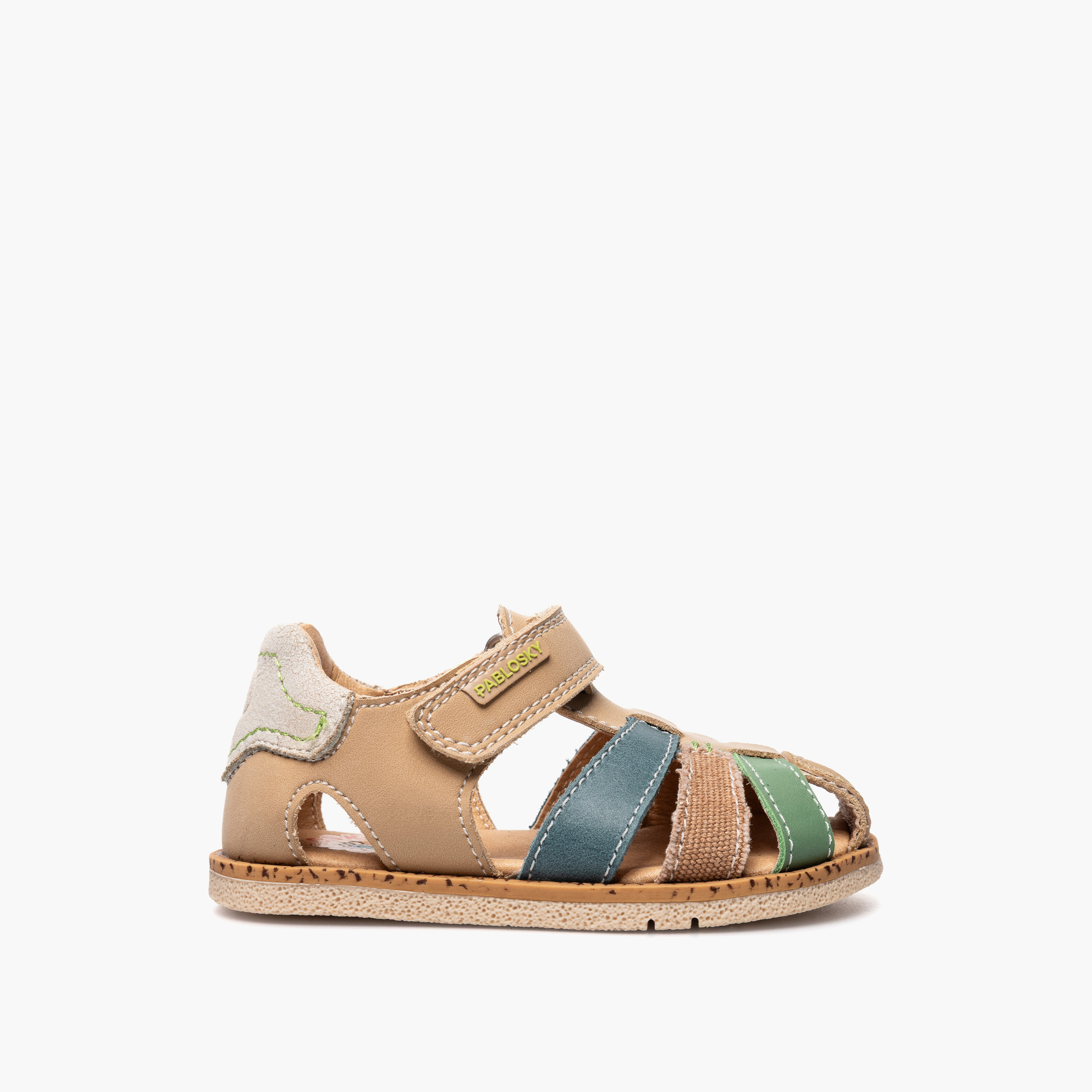 Pablosky Leather Comfort Sandals with Hook & Loop Closure-baby-boys-shoes-sandals-image-2
