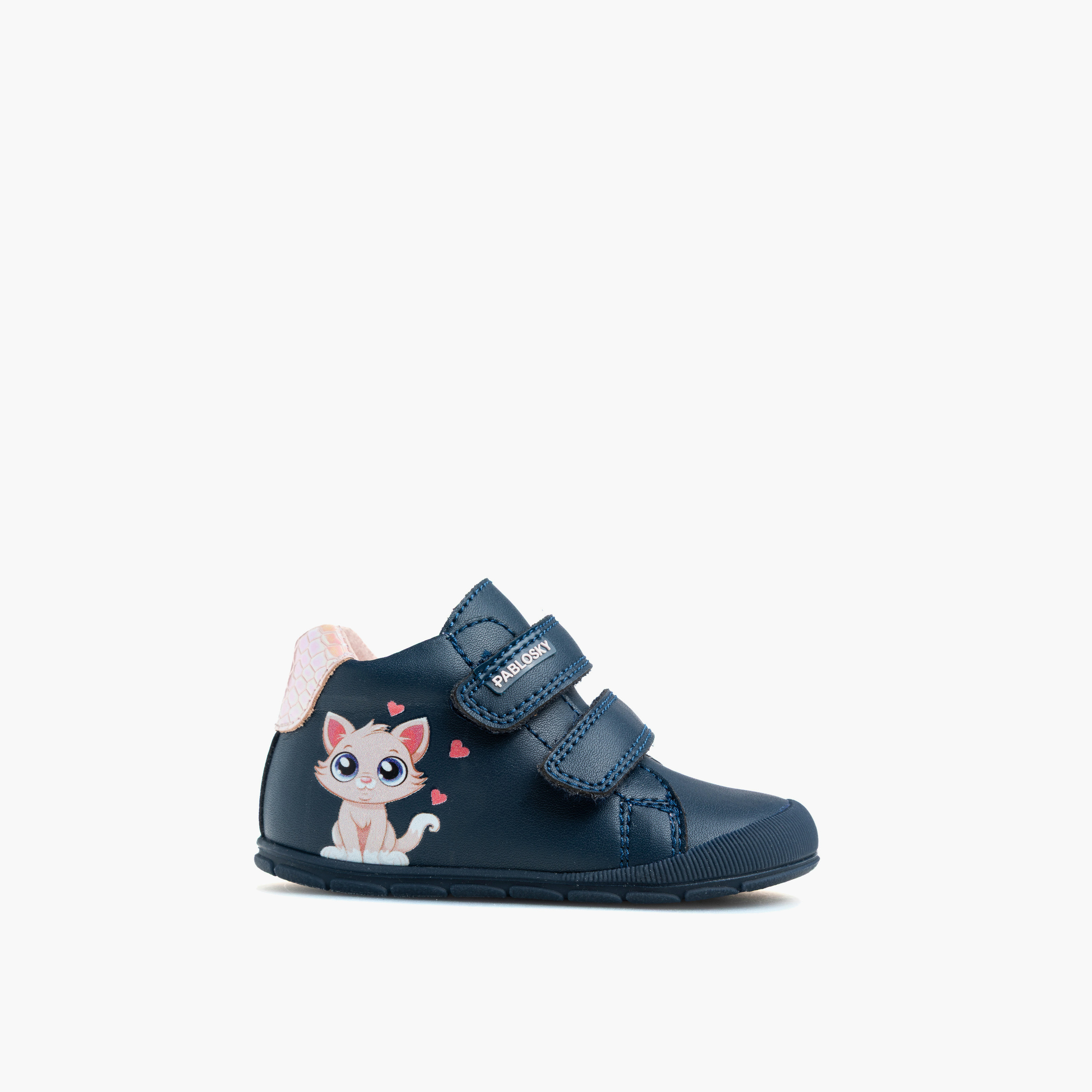 Pablosky Cat Print Leather Baby Booties with Hook and Loop Closure-baby-girls-shoes-closedshoes-image-1