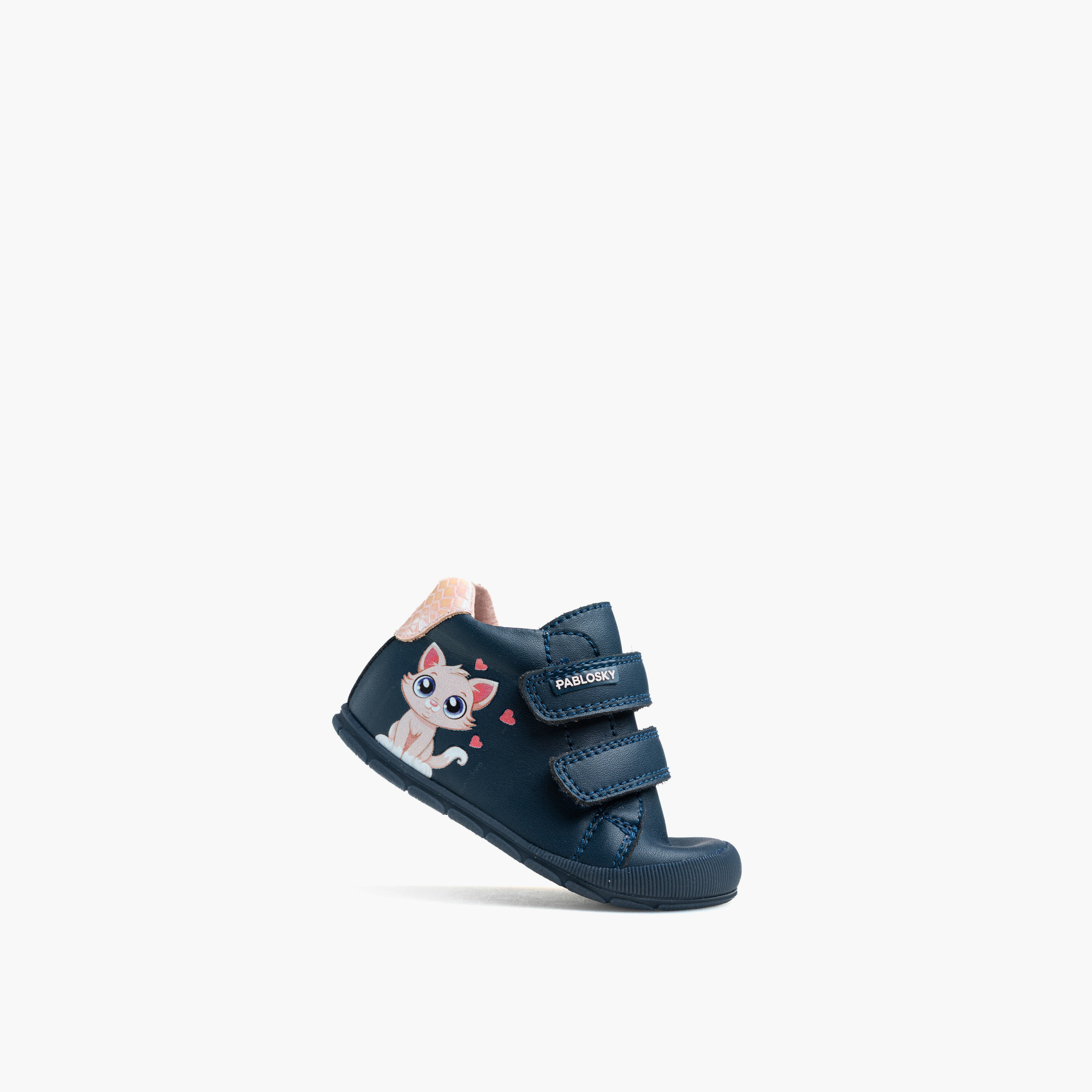 Pablosky Cat Print Leather Baby Booties with Hook and Loop Closure-baby-girls-shoes-closedshoes-image-4