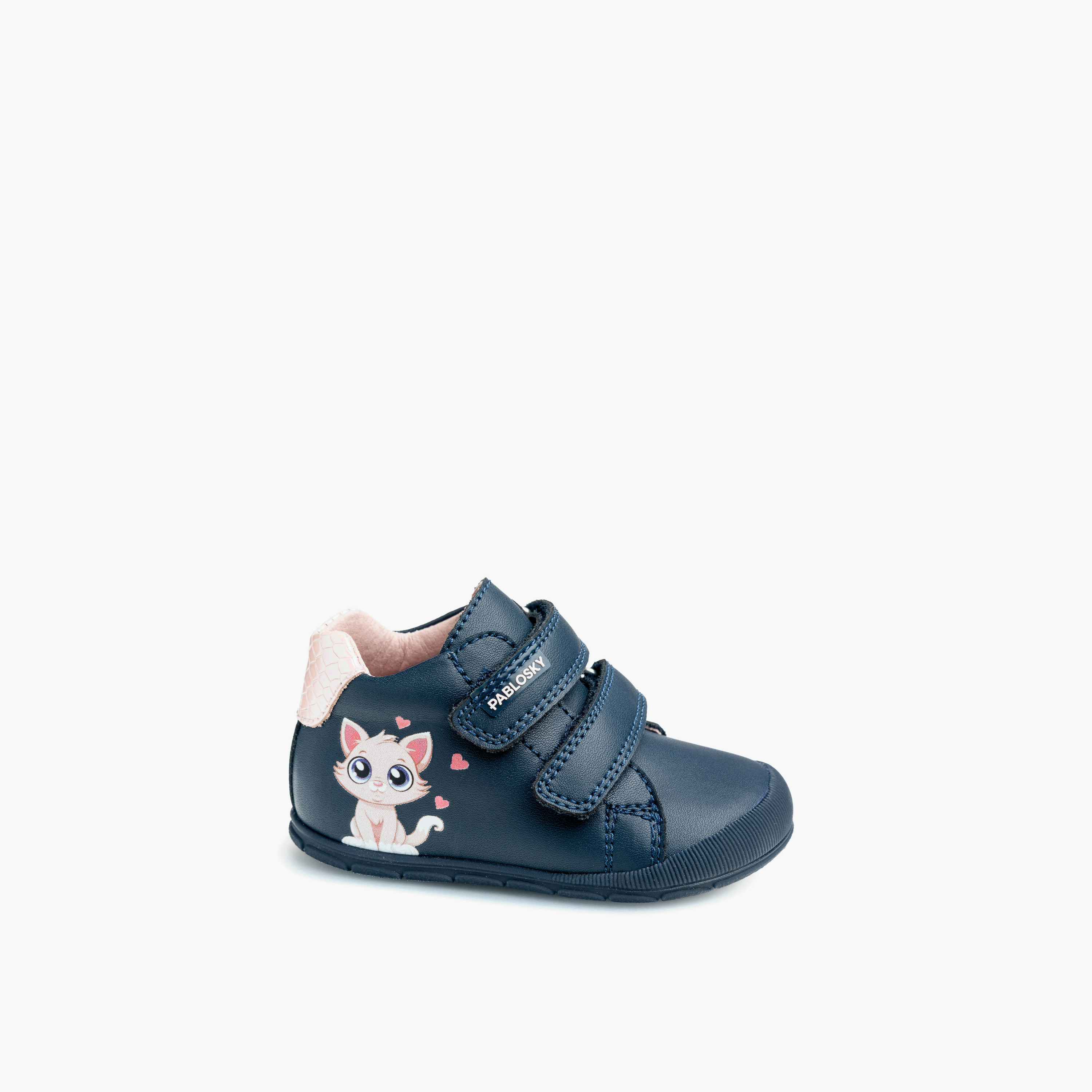 Pablosky Cat Print Leather Baby Booties with Hook and Loop Closure-baby-girls-shoes-closedshoes-image-7