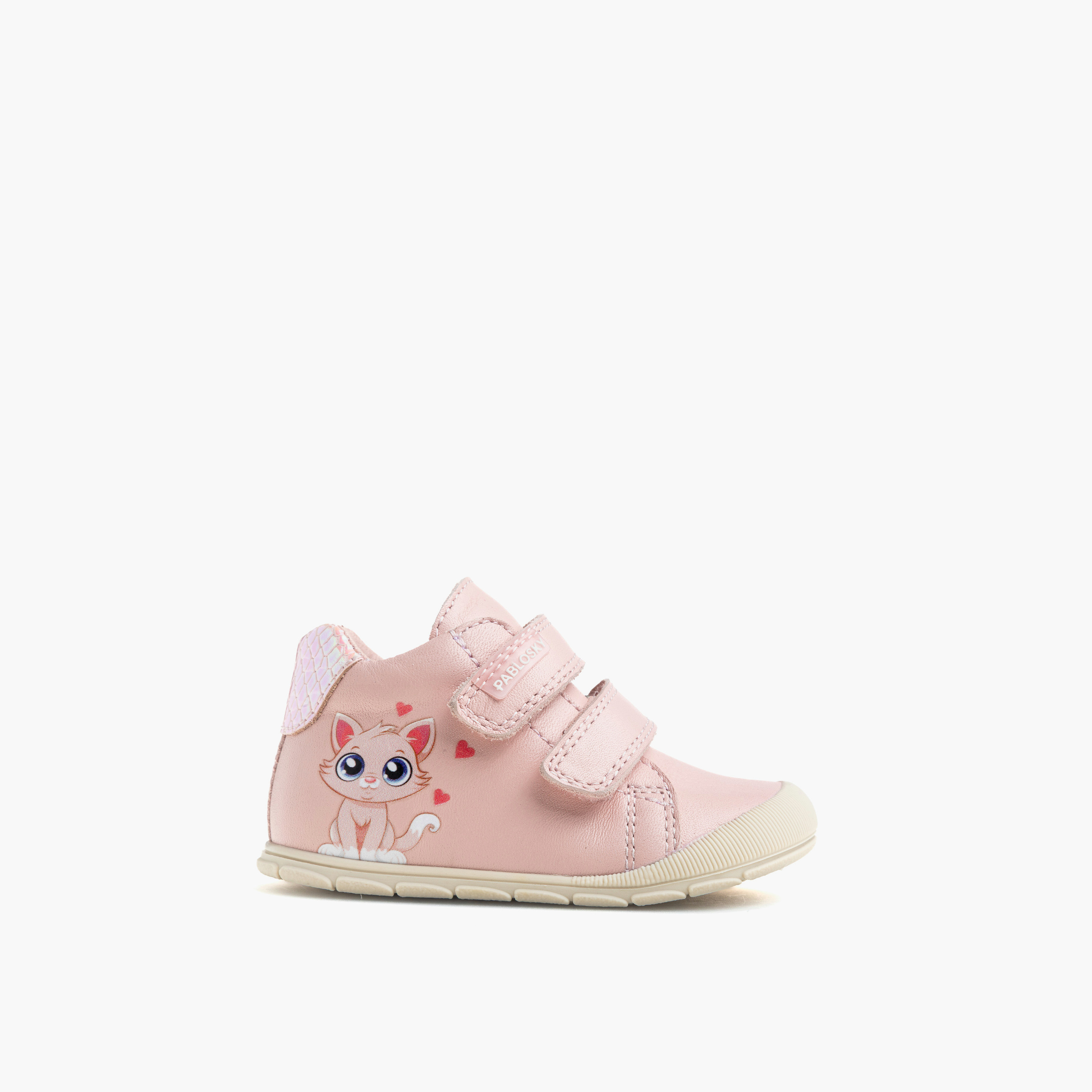 Pablosky Cat Print Leather Baby Booties with Hook and Loop Closure-baby-girls-shoes-closedshoes-image-1