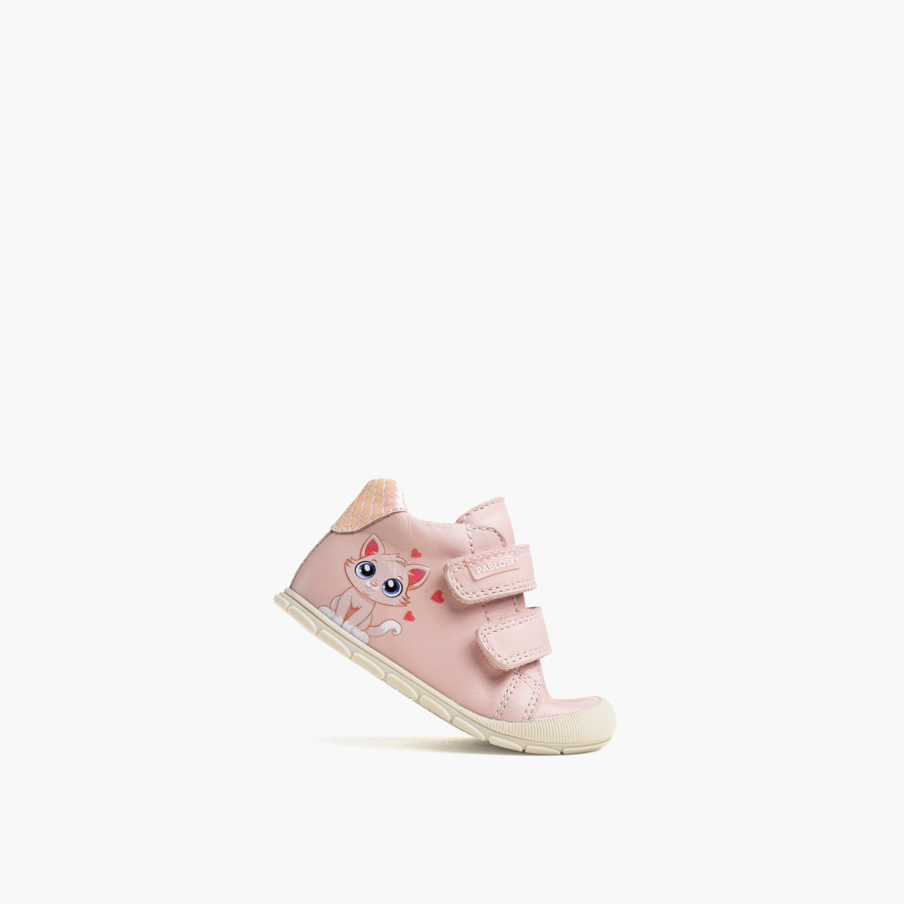 Pablosky Cat Print Leather Baby Booties with Hook and Loop Closure-baby-girls-shoes-closedshoes-image-4