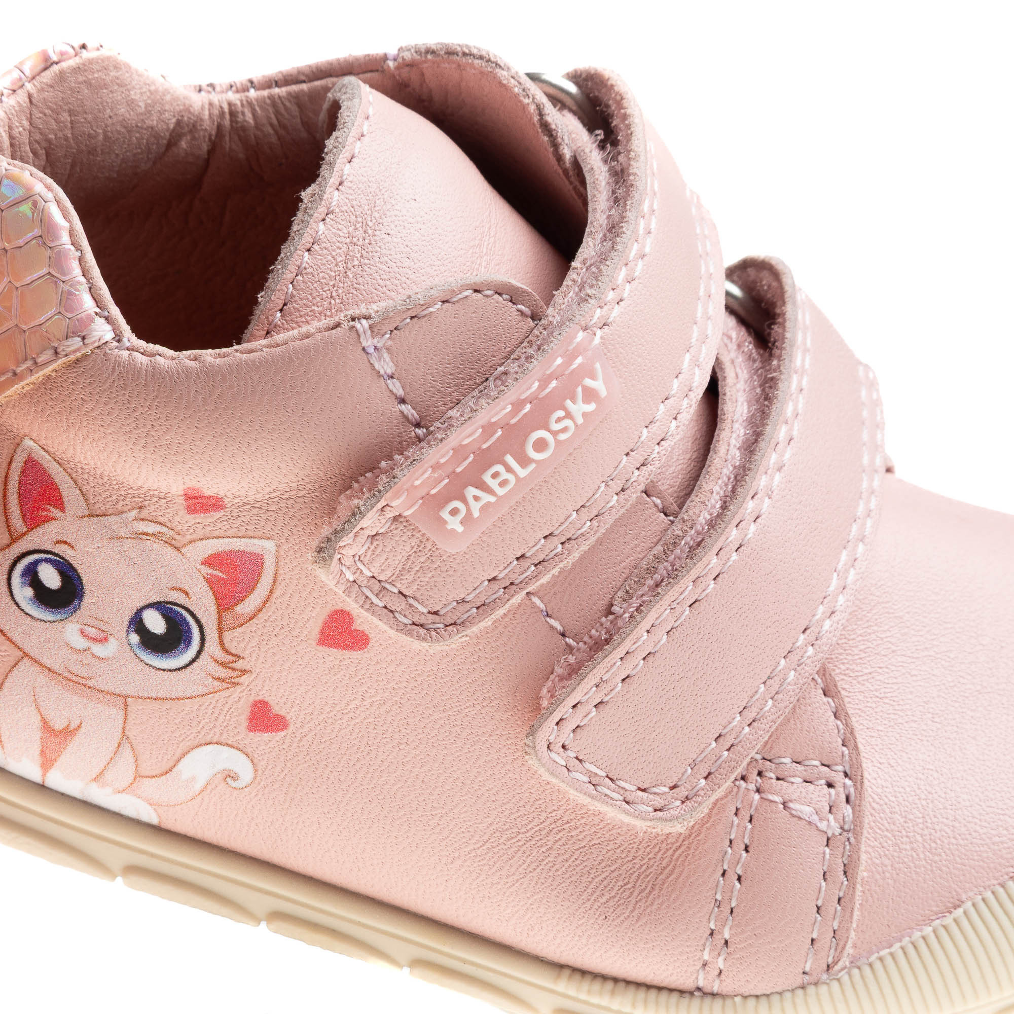 Pablosky Cat Print Leather Baby Booties with Hook and Loop Closure-baby-girls-shoes-closedshoes-image-6