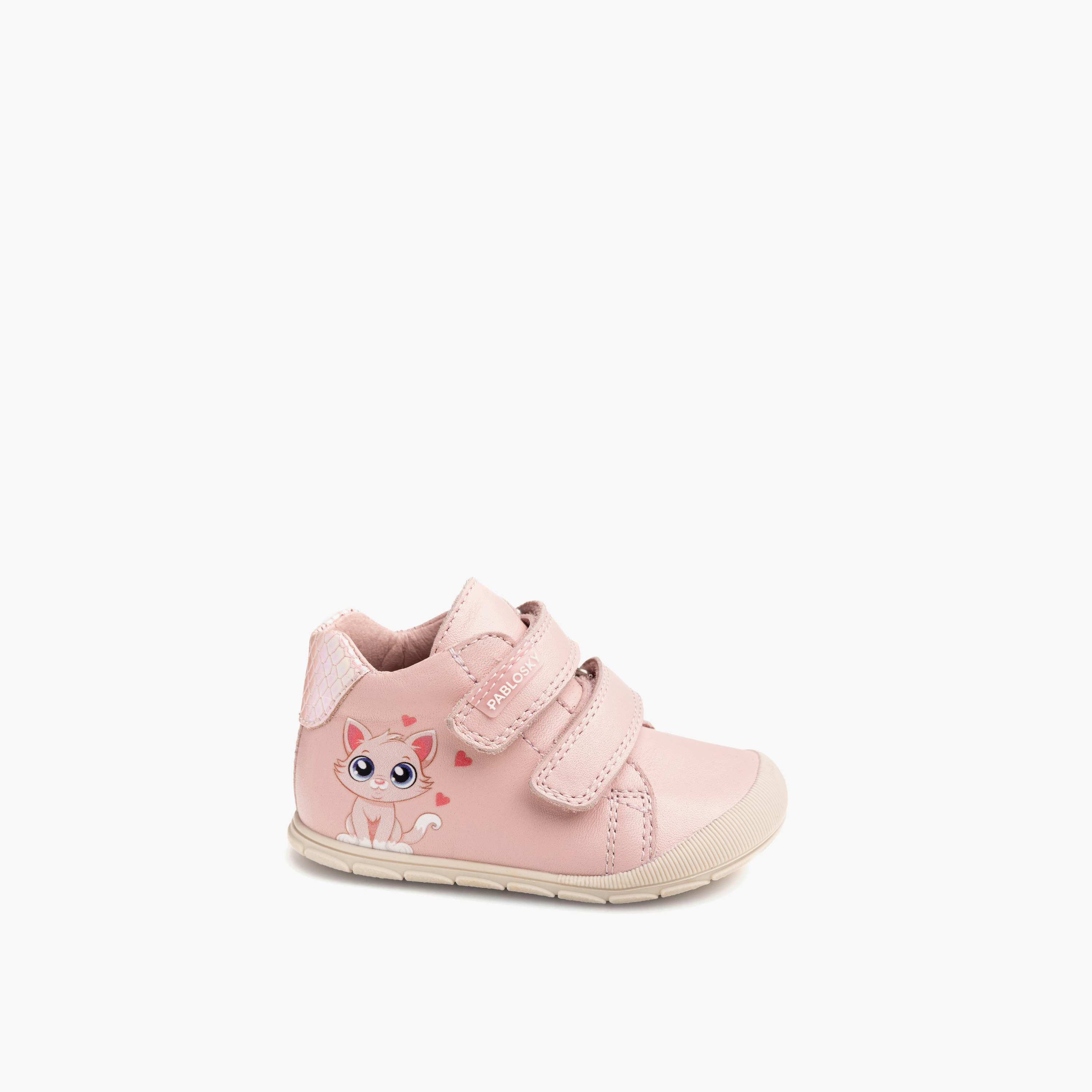 Pablosky Cat Print Leather Baby Booties with Hook and Loop Closure-baby-girls-shoes-closedshoes-image-7