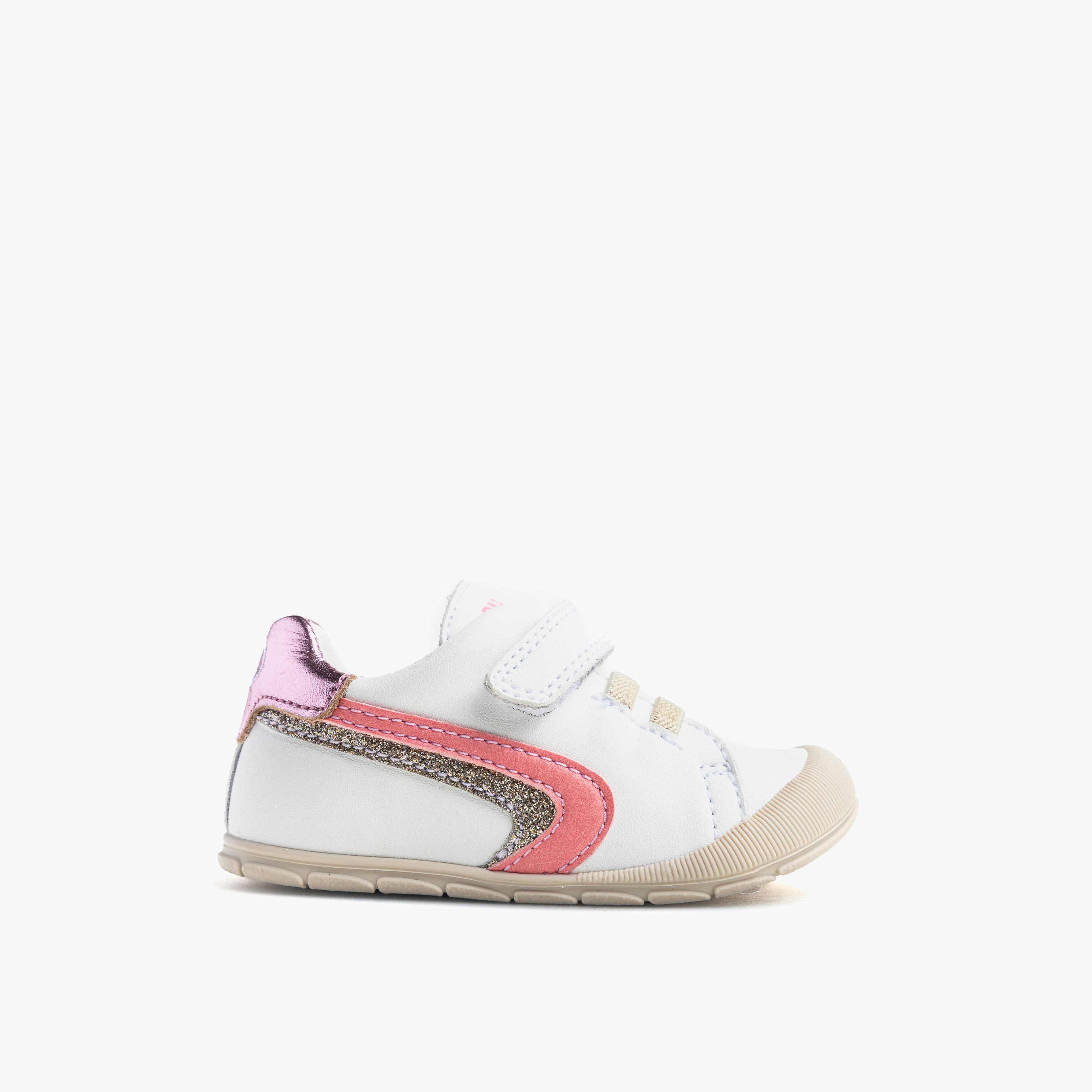 حذاء أطفال جلد بخطوط وشريط إغلاق لاصق من بابلوسكي-baby-girls-shoes-booties-image-1