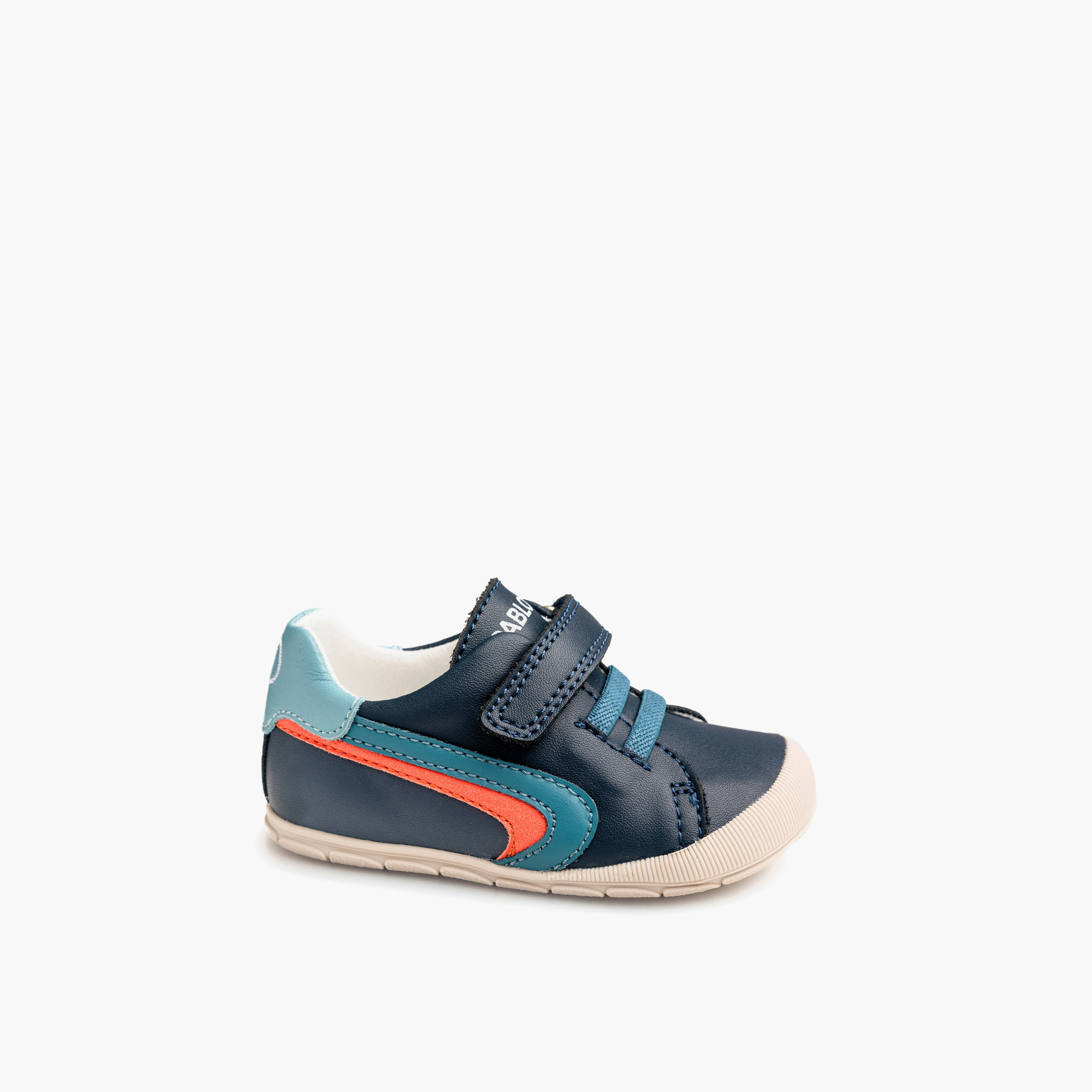 Pablosky Striped Leather Booties with Hook & Loop Closure-baby-boys-shoes-booties-image-7