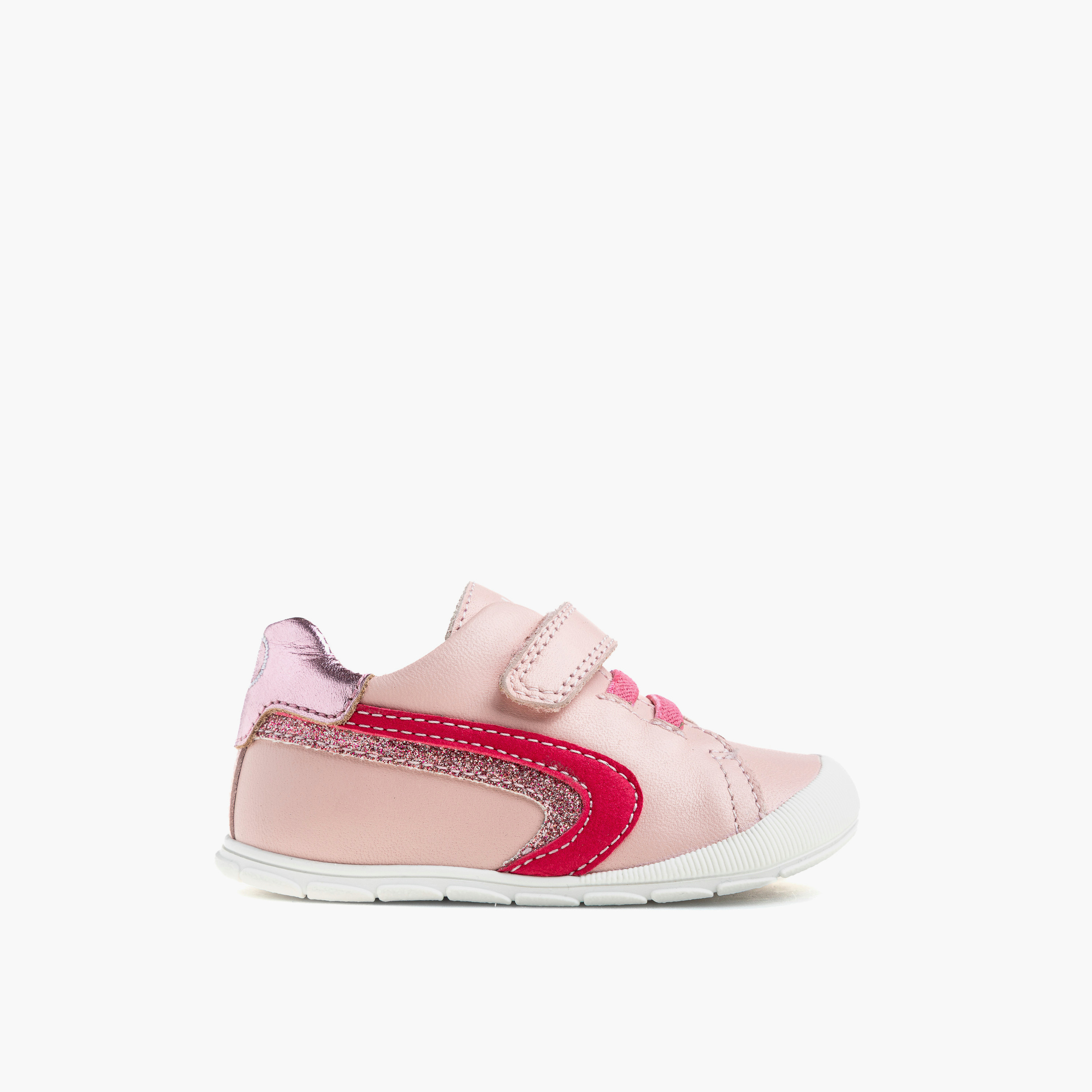 حذاء جلد مخطط بشريط إغلاق لاصق من بابلوفسكي-baby-girls-shoes-booties-image-1