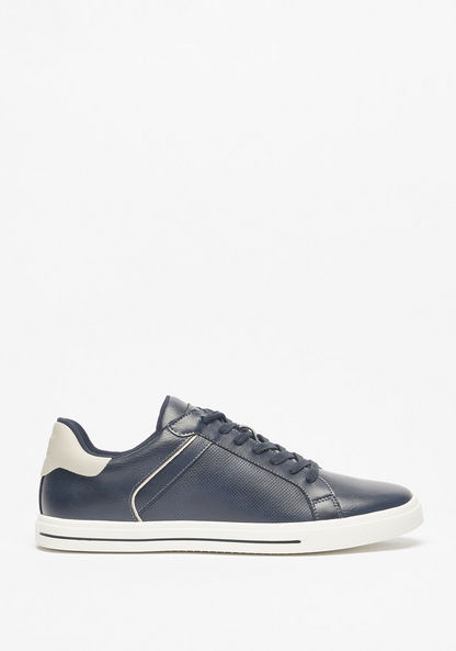 Lee Cooper Men's Solid Sneakers with Lace-Up Closure and Panel Detail