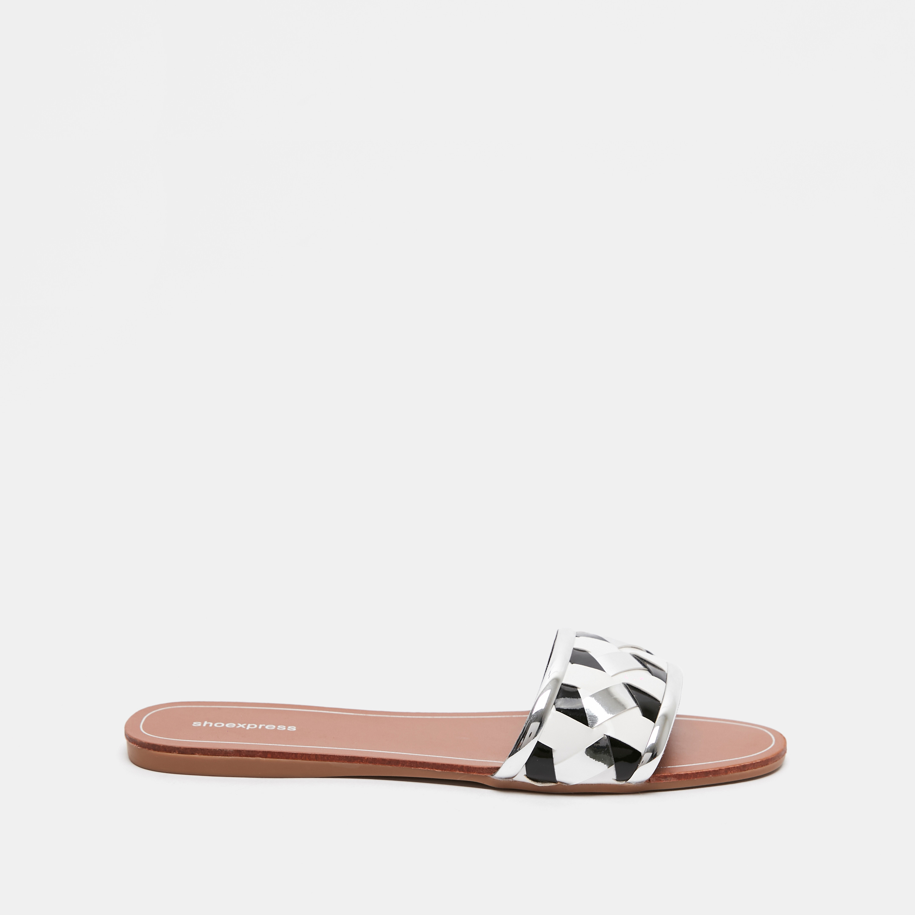 Textured Open Toe Slide Sandals-women-shoes-flats-sandals-image-1
