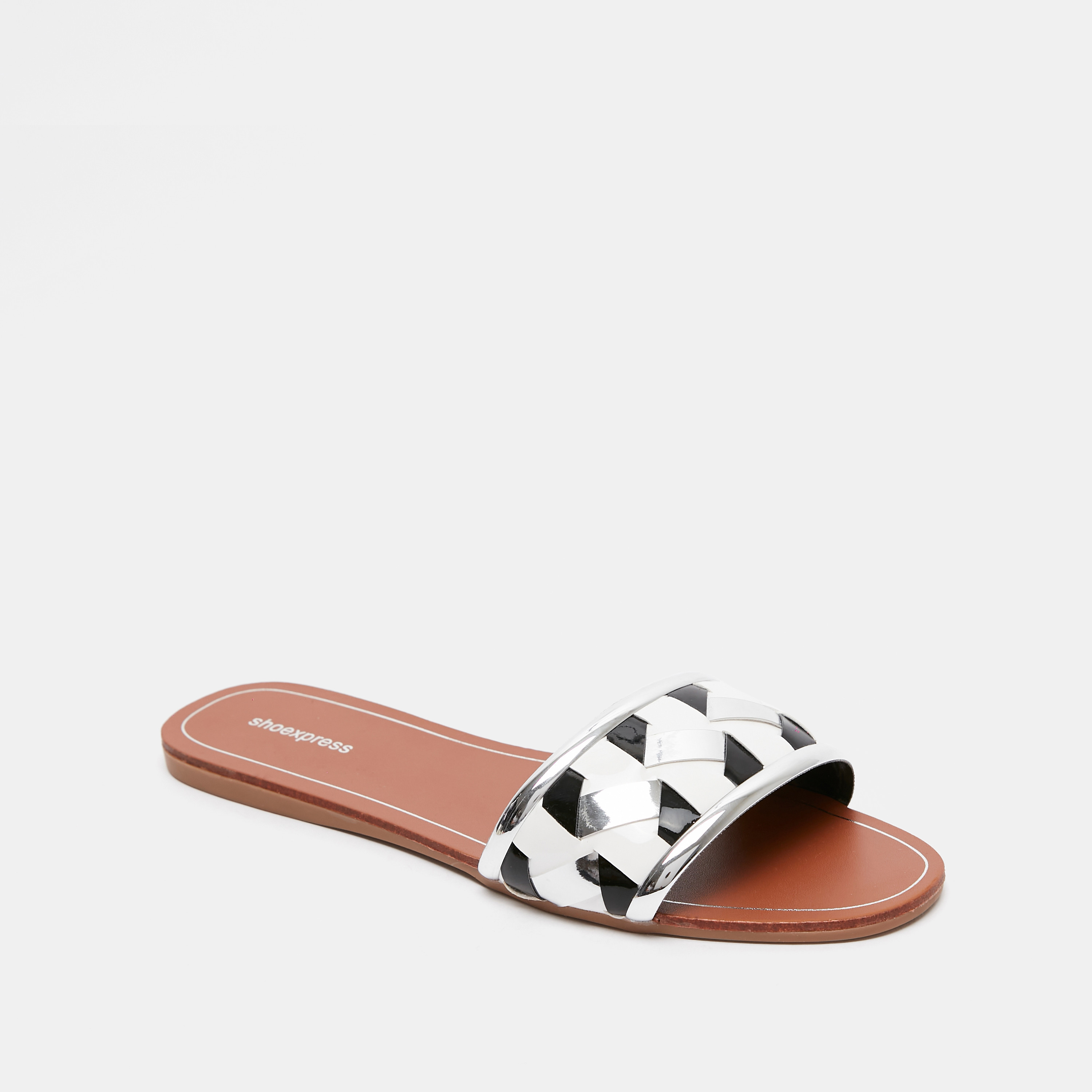 Textured Open Toe Slide Sandals-women-shoes-flats-sandals-image-2