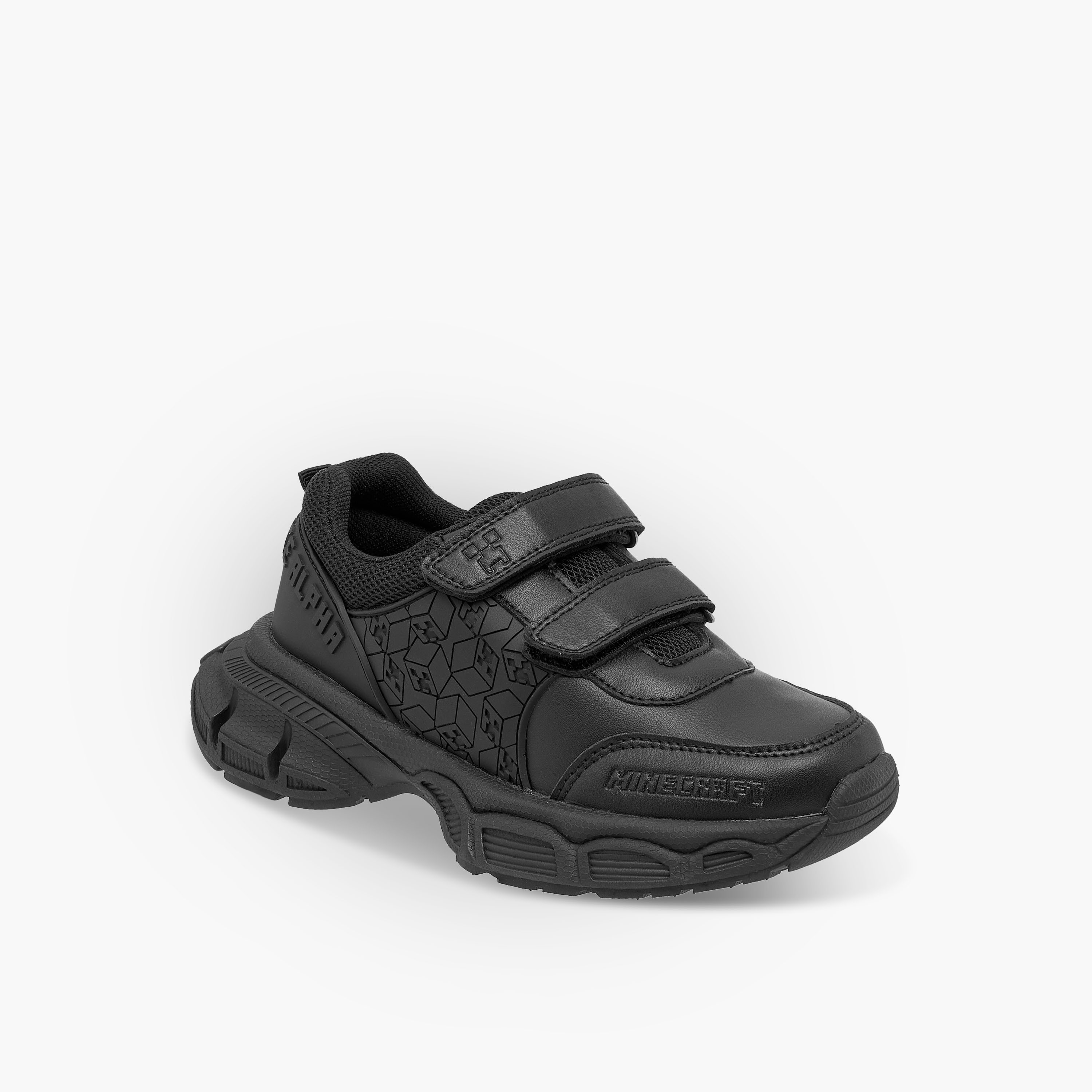 حذاء مدرسي بشريط إغلاق لاصق ونقوش الشعار من ماينكرافت-girls-shoes-schoolshoes-image-2