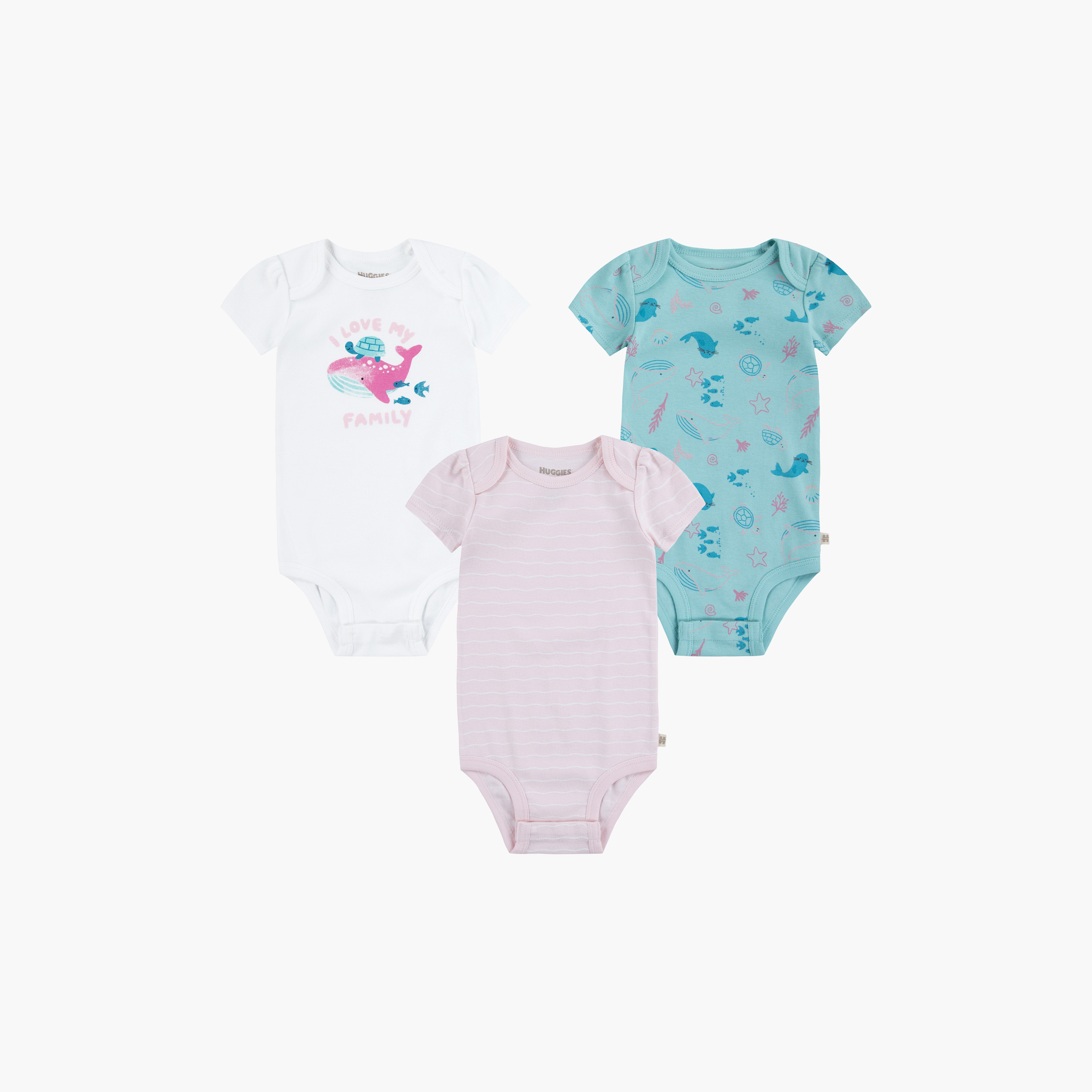 Huggies 3-Piece Printed Short Sleeves Bodysuits-baby-girls-clothing-bodysuits-image-1