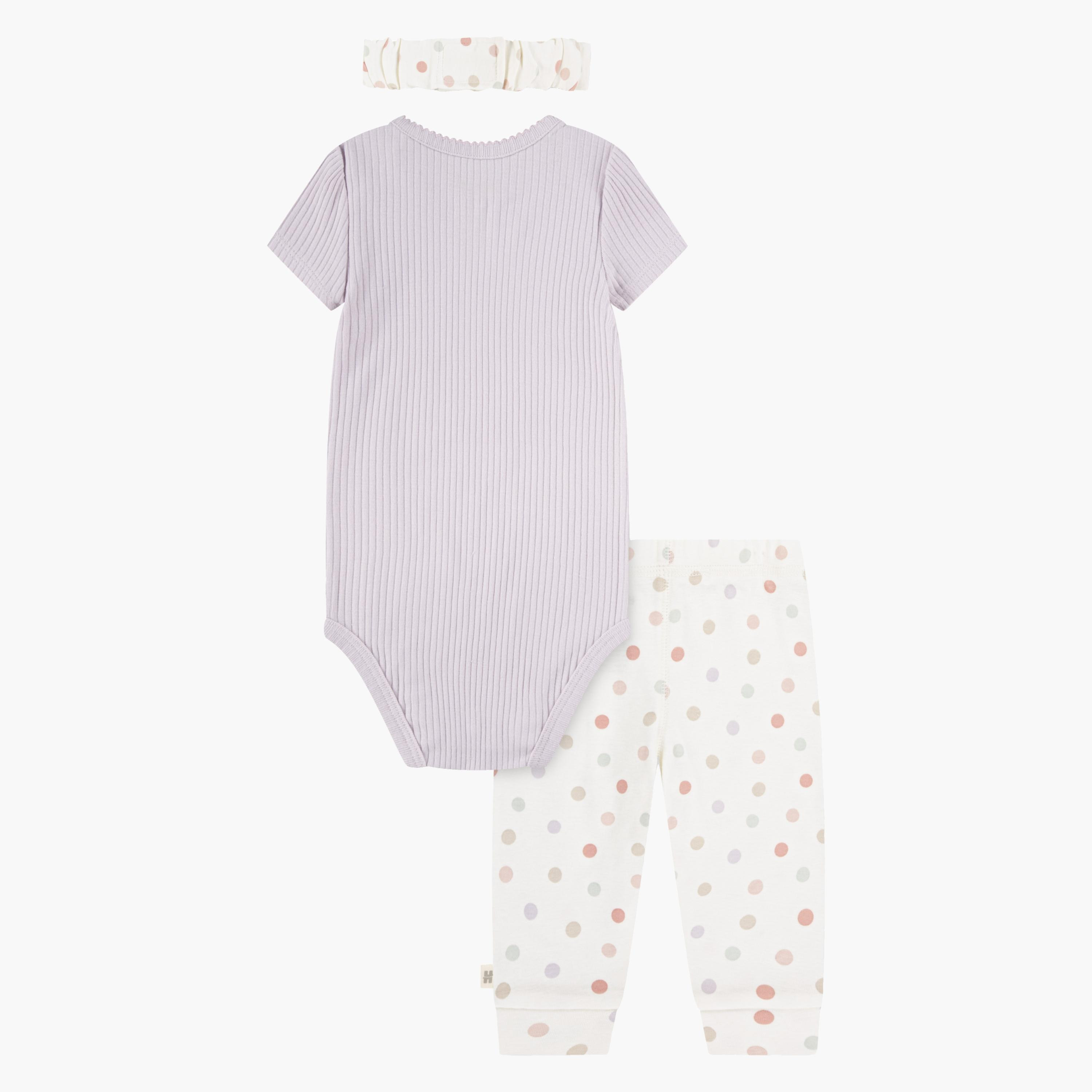 طقم بودي سوت بطبعات، وبنطال ركض مع ربطة رأس، 3 قطع من هاجيز-baby-girls-clothing-setsandcoords-image-2