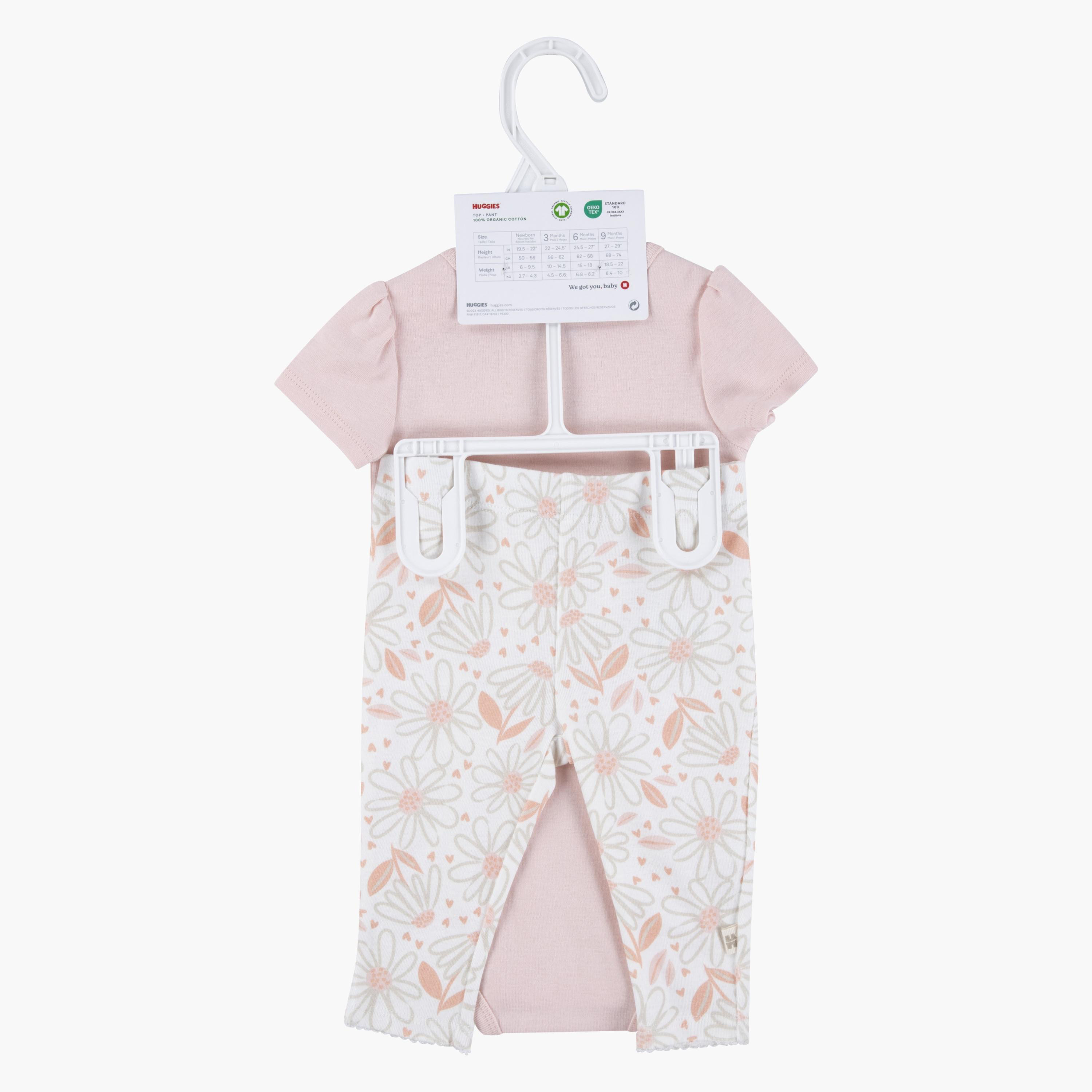 Huggies Floral Printed Short Sleeves Bodysuit with Pants-baby-girls-clothing-setsandcoords-image-3