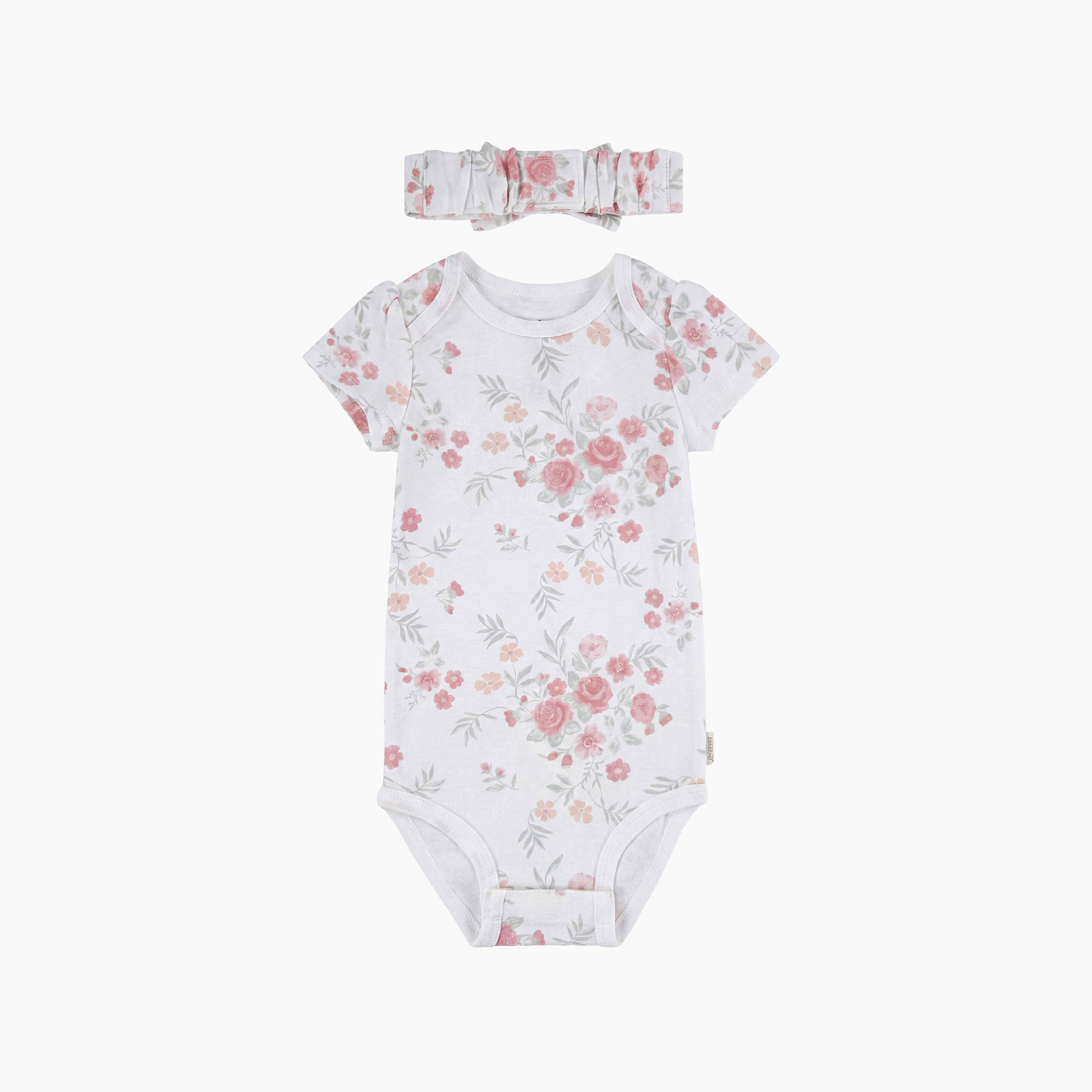 Huggies 2-Piece Short Sleeves Embroidered Bodysuits with Headband-baby-girls-clothing-bodysuits-image-3